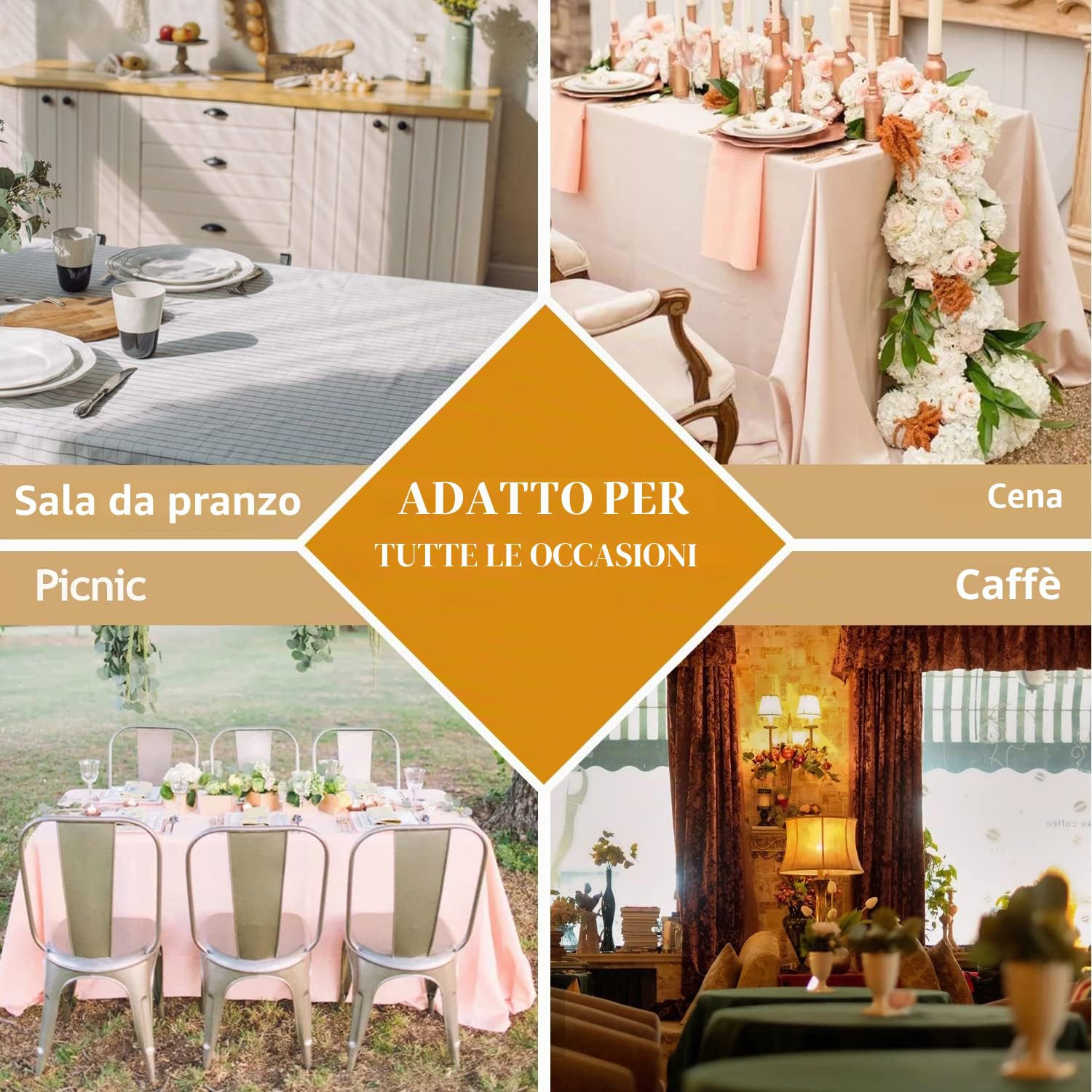 Tovaglia in gufo grigio 229 x 396 cm, antimacchia, con look lino | Rettangolare, idrorepellente, non stiratura, lavabile, rist., cucina, festa, decorativo, Natale, Capodanno, caffè, giardino