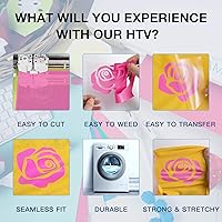 Vista 3 de HTVRONT - Rollo de vinilo termotransferible, 12 in x 8 ft, para diseños en camisetas, fácil de cortar y despegar, para planchar y máquinas Cricut