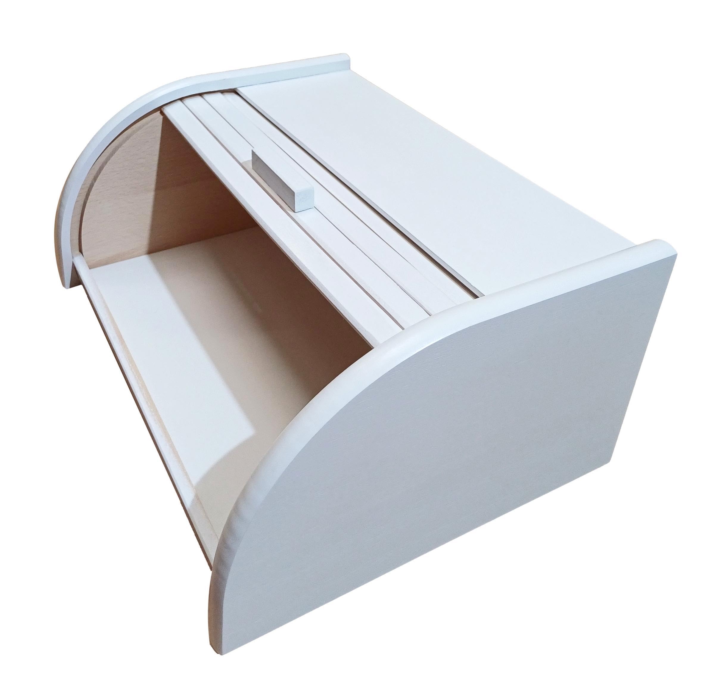 Panera de madera con tapa corredera de madera densa - Grande - BLANCO