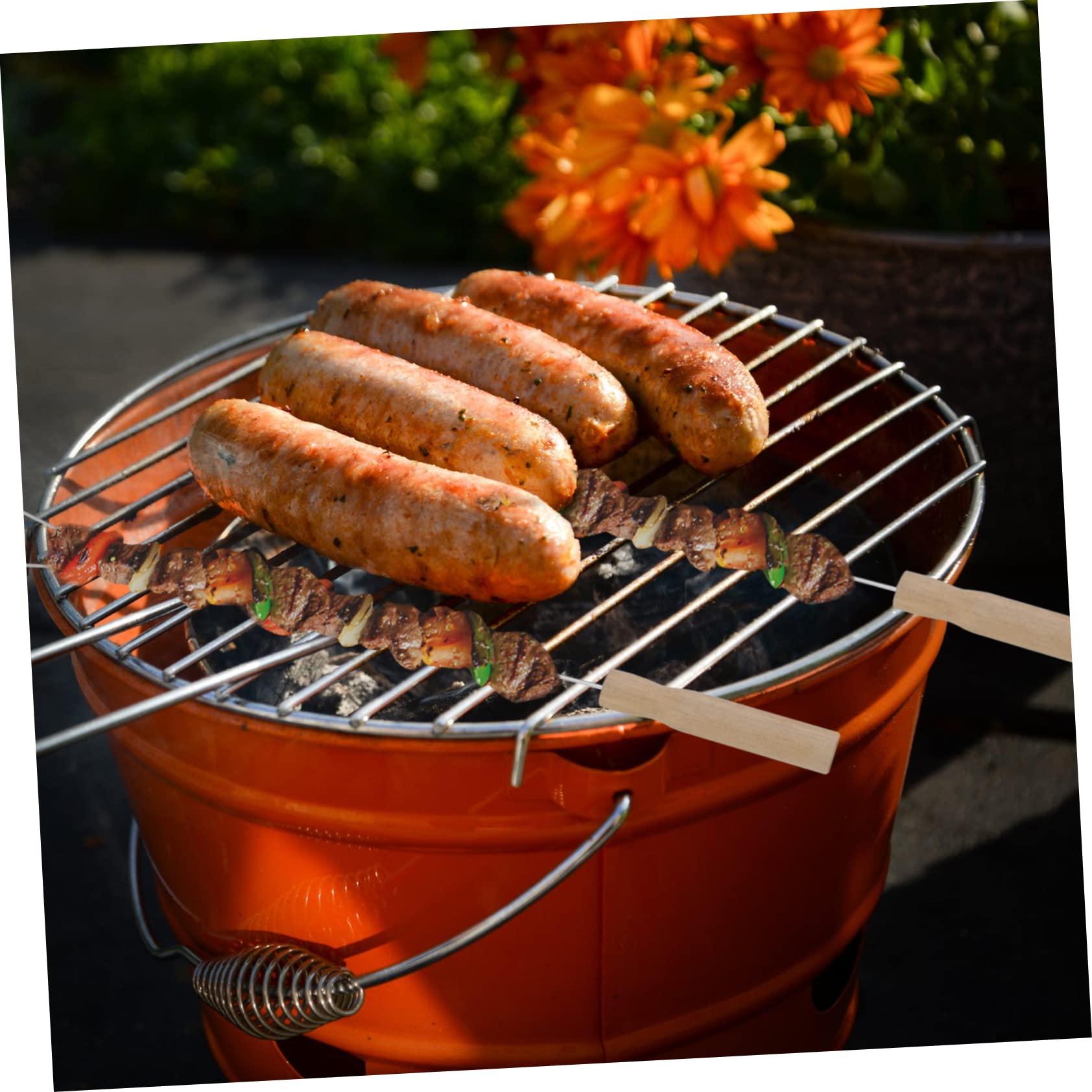 Forchette per Barbecue 15 Pezzi in Acciaio Inox e Legno