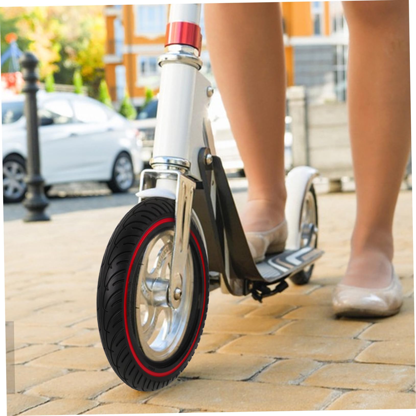 Pneu Plein Trottinette Électrique Roue de Remplacement Antidérapante et Solide pour Scooter Électrique Pro Pneu Non Gonflable à Structure Alvéolée Rouge pour Meilleure Stabilité