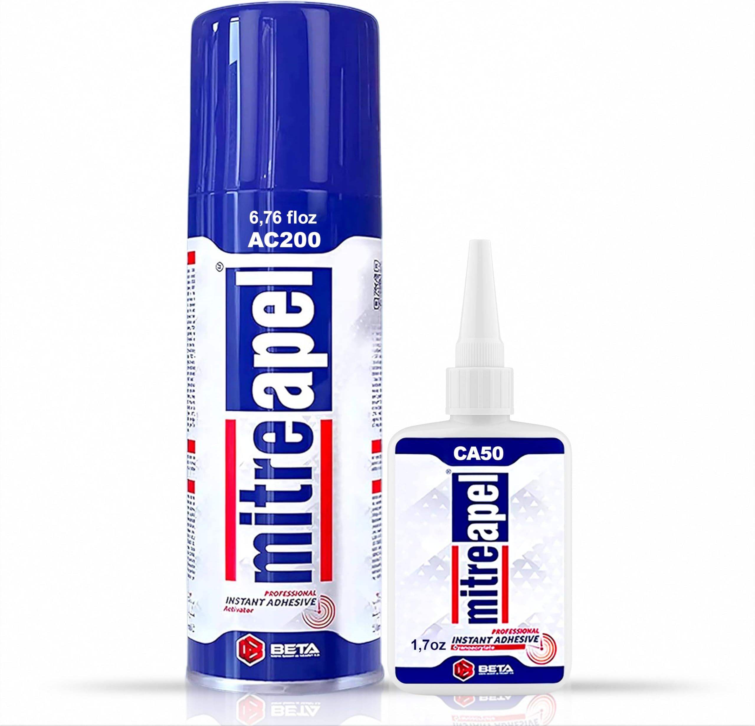 MITREAPEL CA Glue with Activator (1.7oz-6.7 floz) Instant Bond Professional Cyanoacrylate Adhesive and Super Glue Accelerator for Woodworking,Ceramic,3D Printing,Glass, DIY&Craft, Plastic,Repair