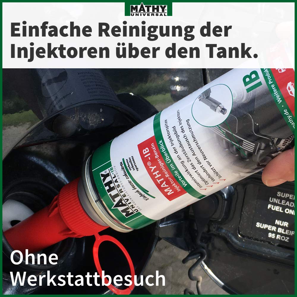 MATHY Benzin-Kur - Benzin Systemreiniger + Injektoren Reiniger Benzin - Intensive Reinigung von Einspritzdüsen & Ventilen - Benzin Additiv, 4 Dosen