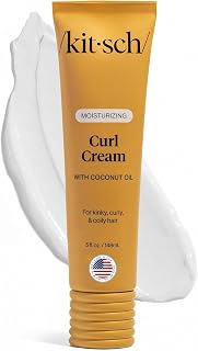 Kitsch Moisturizing Curl Cream: Lightweight Frizz Control for Curly Wavy Hair – Defines Curls, Hydrates & Shines for Men Women