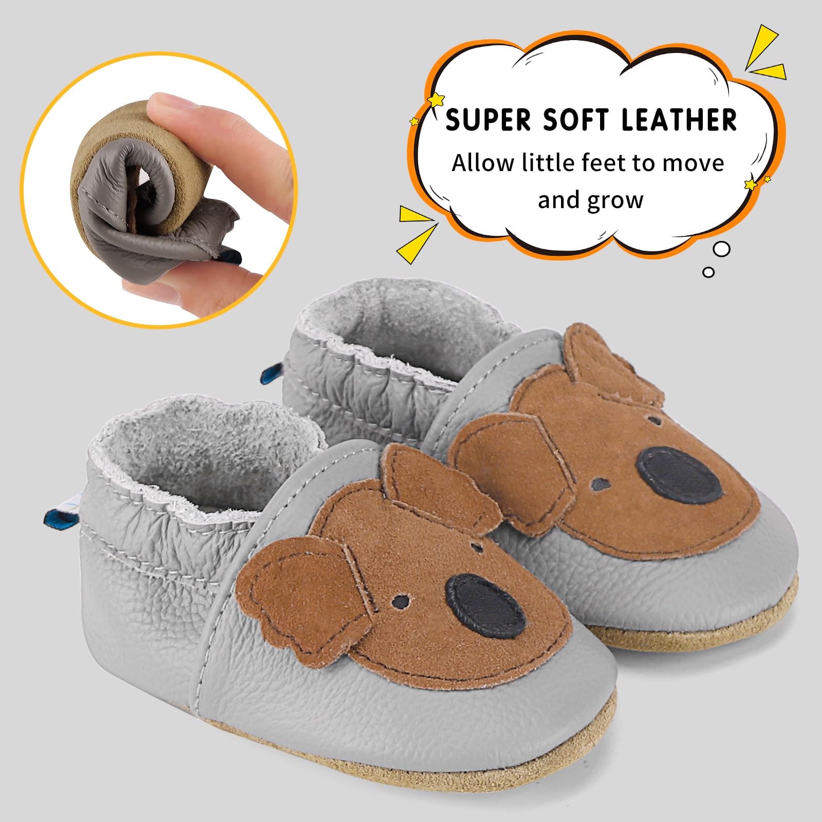 LACOFIA Miękkie skórzane buty dziecięce antypoślizgowe miękkie niemowlę chłopcy dziewczęta kapcie dziecięce buty dla początkujących chodzików 0-24 miesięcy