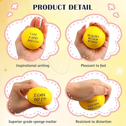 Miniatura 3 de 4 bolas motivacionales para el estrés para adultos, bolas de alivio del estrés con citas inspiradoras para fomentar la motivación del ejercicio de