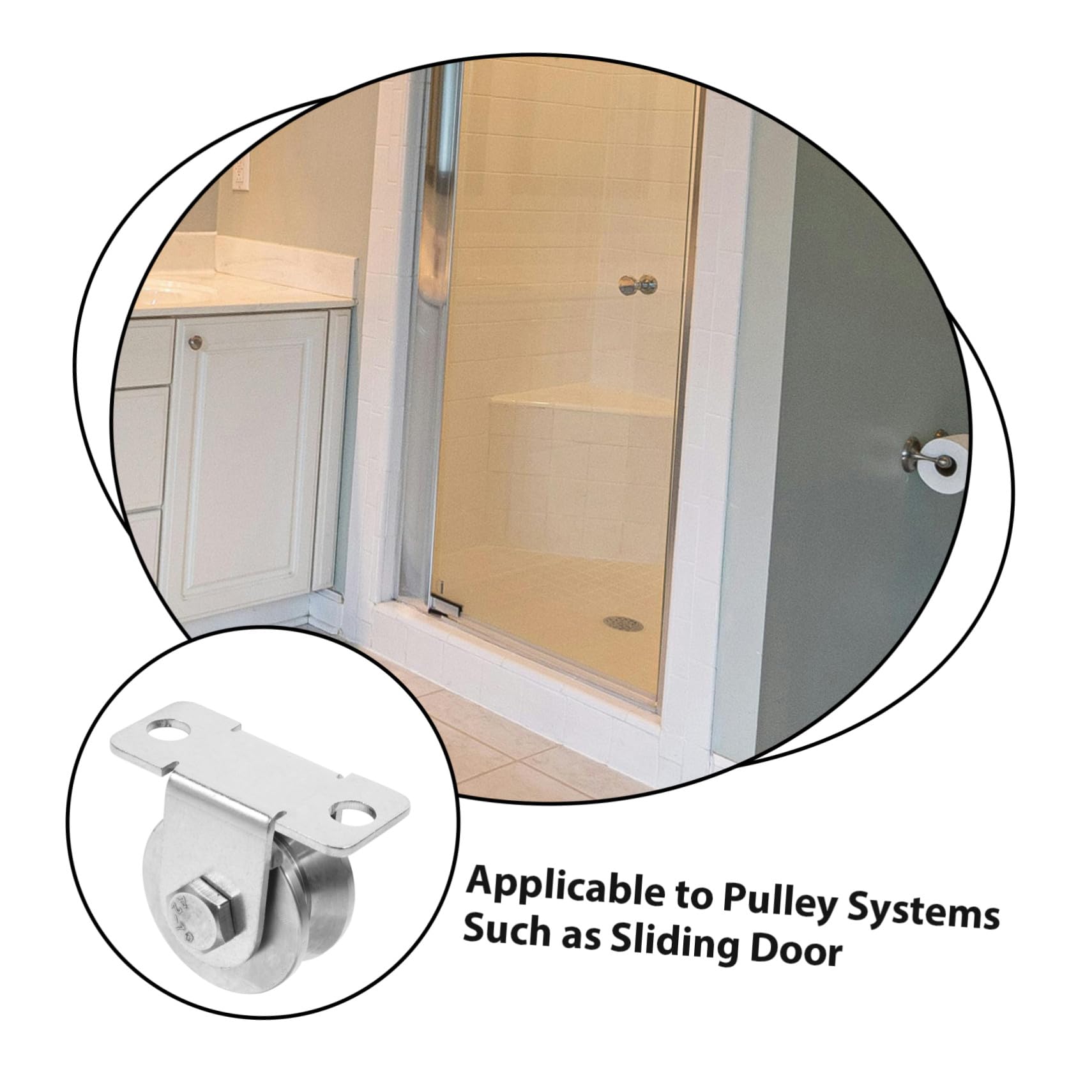Pulegge per Cavi in Acciaio Inossidabile 48mm con Cuscinetti Interni V-shape per Porte Scorrevoli, Funzionamento Regolare e Installazione Facile 2 Pezzi