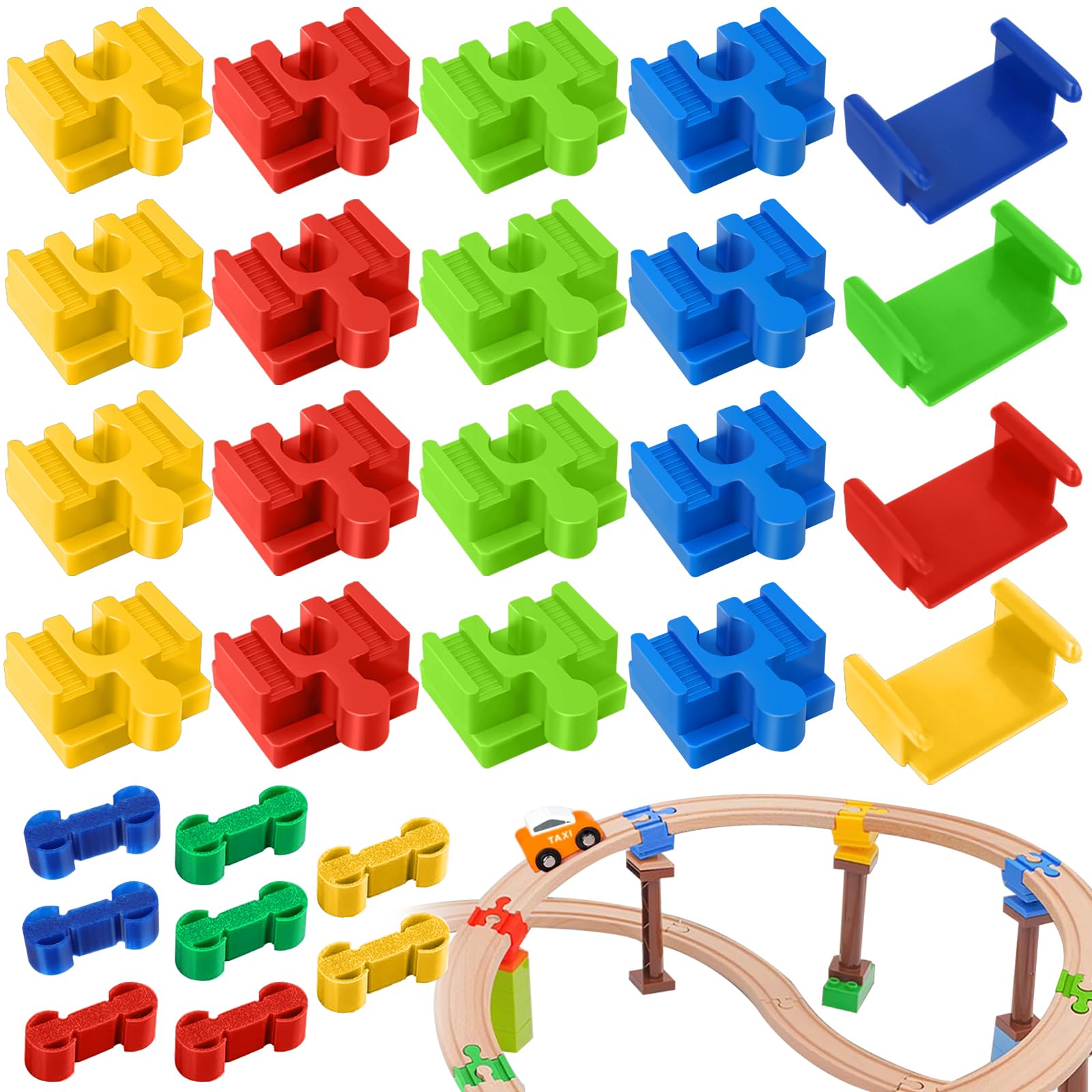 28 Pezzi Connettori Adattatori Compatibili Con Brio Duplo, Attraversamento Per Treno, Connettori Per Binari, Connettori per binari Builder Set