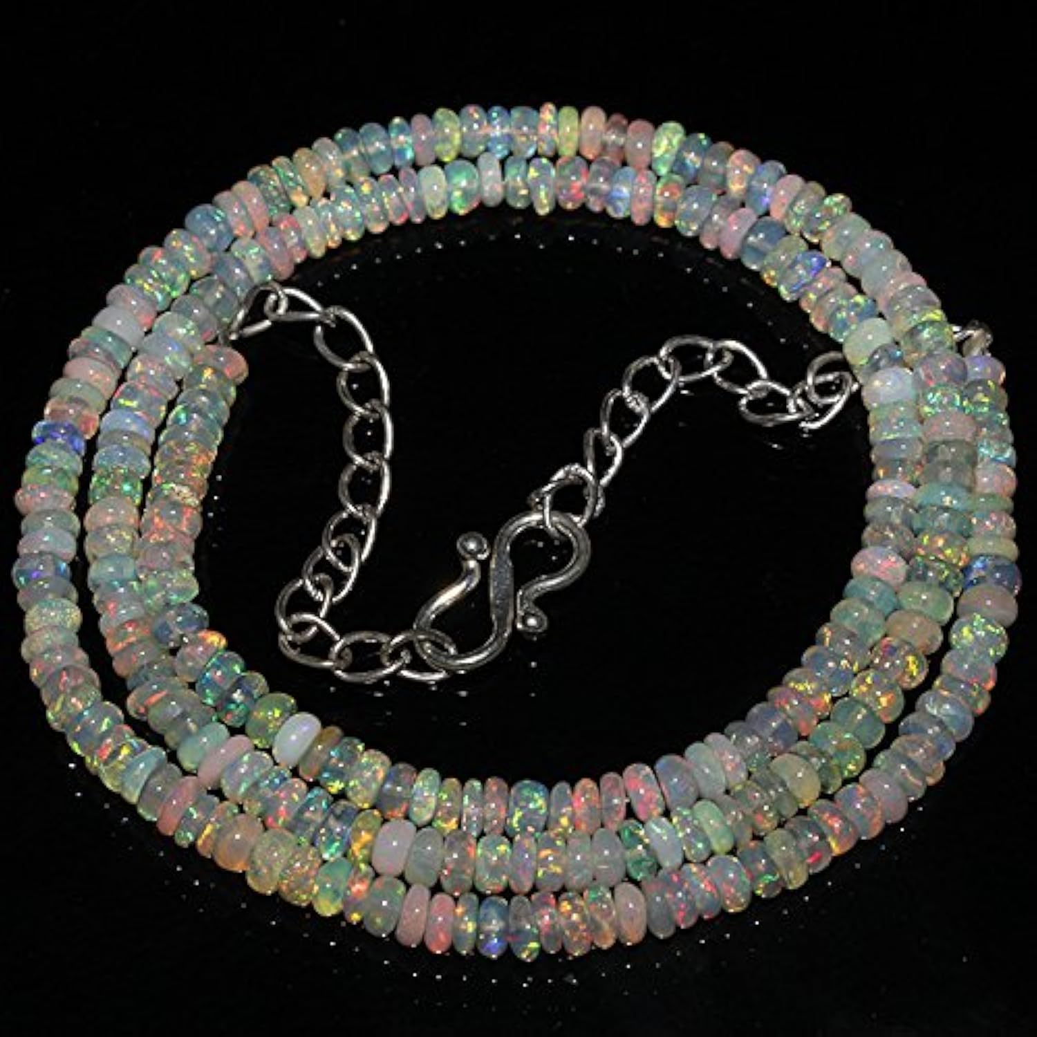 Collier opale de feu naturelle 4mm de 19'' pour en finir avec les imitations en verre