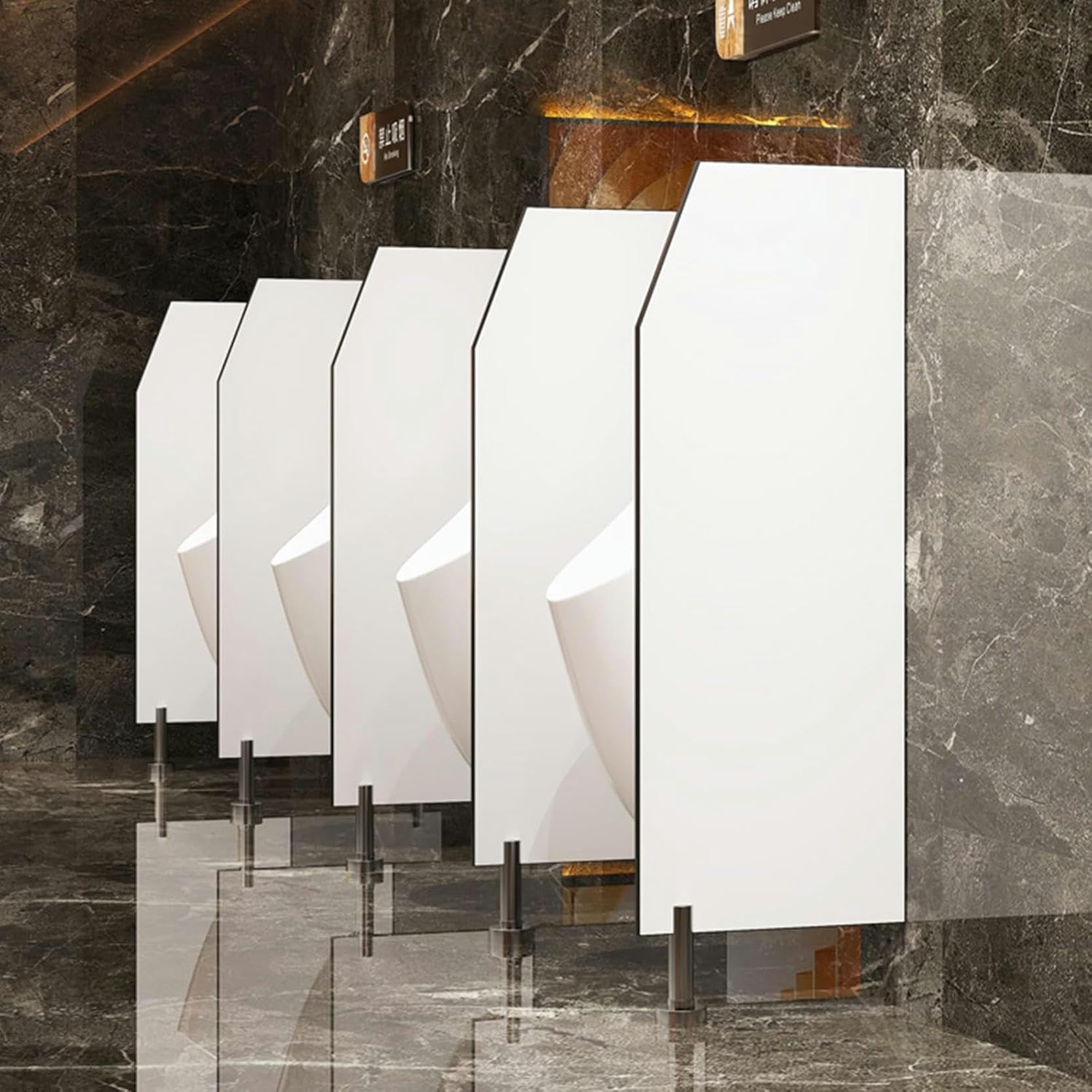 GTHTUHFD Stainless Steel Urinal Partition With Baffle Screen For Public Toilets,White Floor
