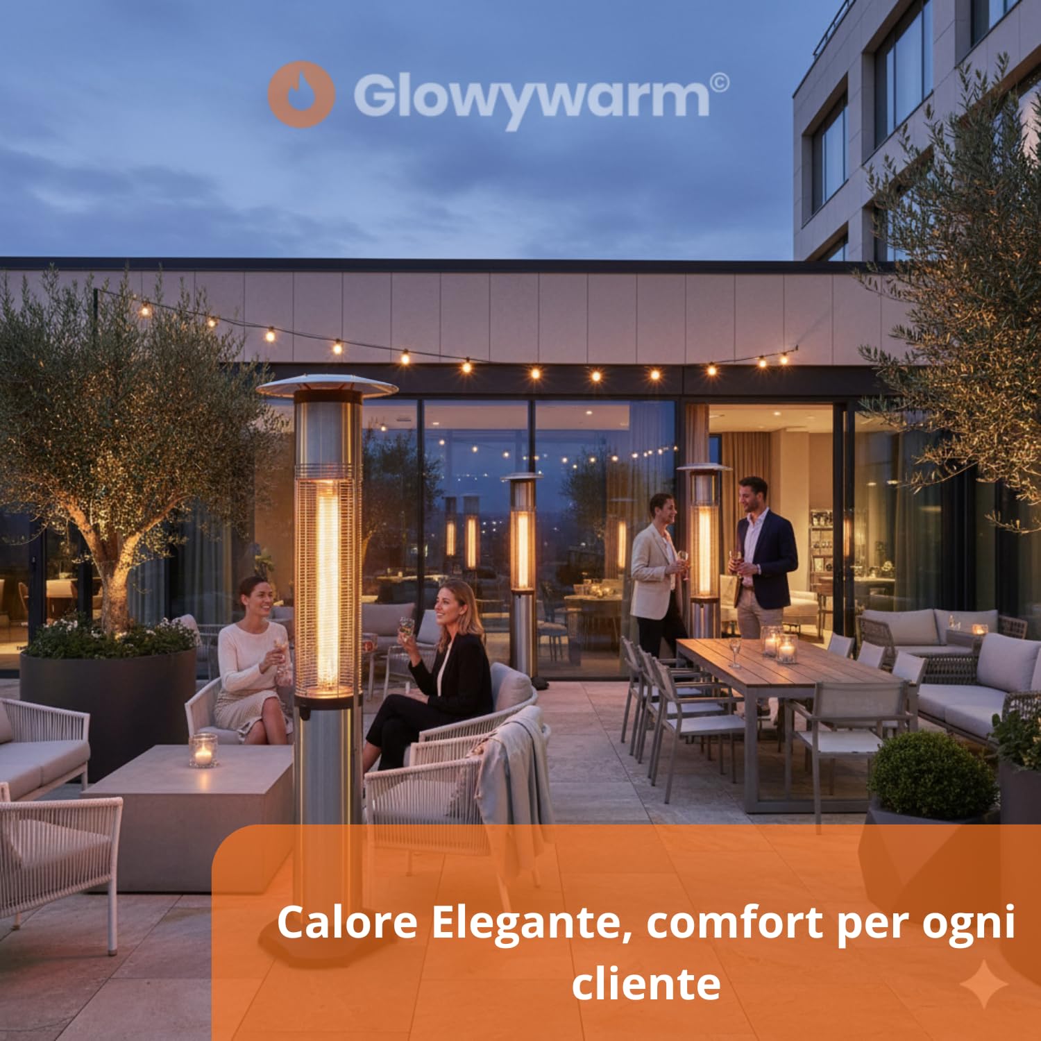 SKYLINE PRO - Riscaldatore Elettrico da Esterno a Infrarossi - Fungo Riscaldante, Area 25m²