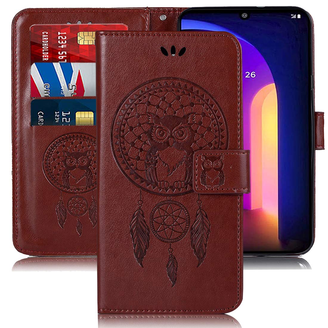 Amazon.com: Sidande Case for LG V60 ThinQ, for LG V60 ThinQ 5G Wallet Case  with Card Holder, [Wrist Strap] Owl Premium PU Leather Flip Phone Case Cover  for LG V60 ThinQ (Brown) :