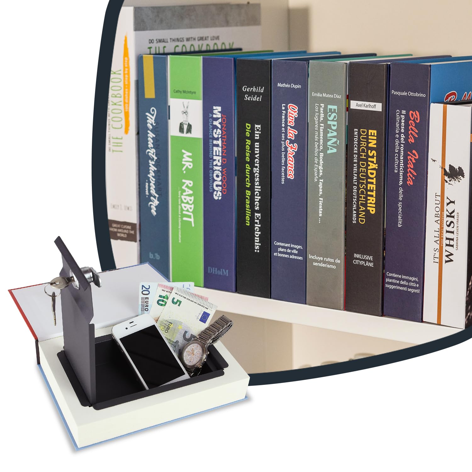 HMF 80935 Book Safe, Cash Box Real Paper Pages, Secret Box, "Bella Italia", 23 x 15 x 4 cm, Labeling in Italian - Image 2