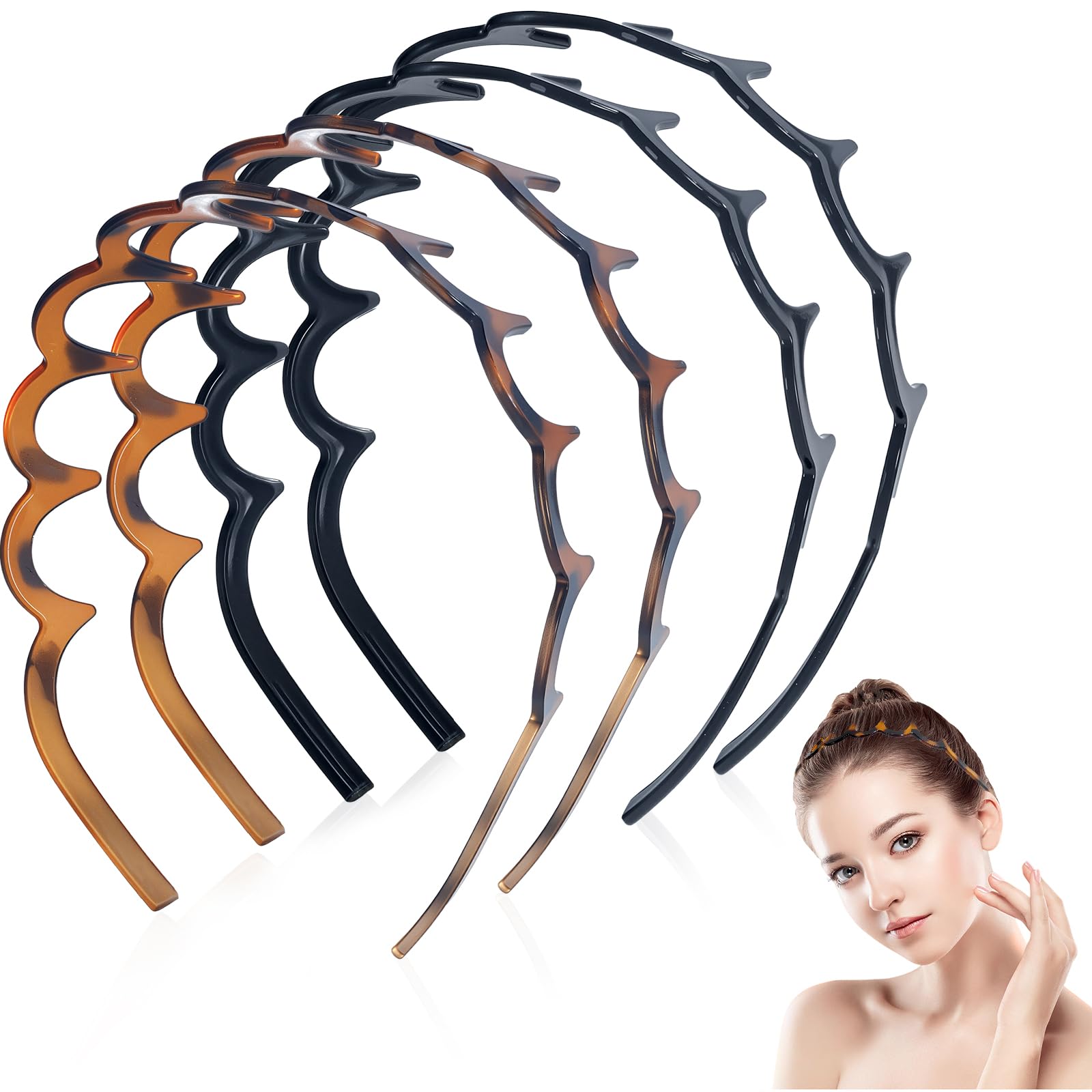 Fascia Per Capelli A Molla Metallica Zigzag Larghezza 1/2 Pollice - Accessorio Nero Unbranded
