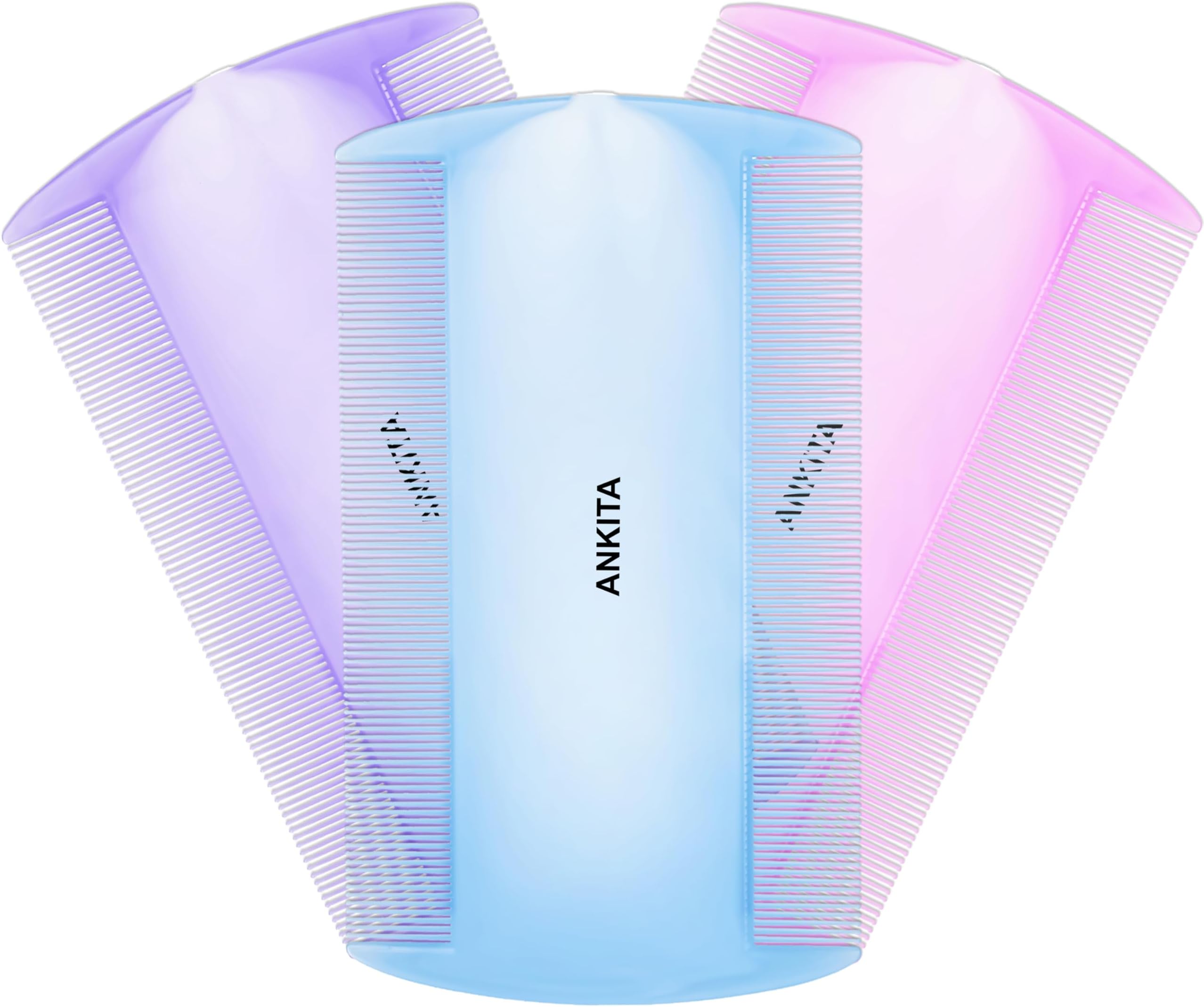 ANKITA 3 Pcs Lice & Nit Removal Comb โ Ultra Fine Teeth Anti-Lice Comb for Kids & Adults, Professional Head Lice Treatment Tool, Safe Rounded Tips, German Quality, Color May Vary