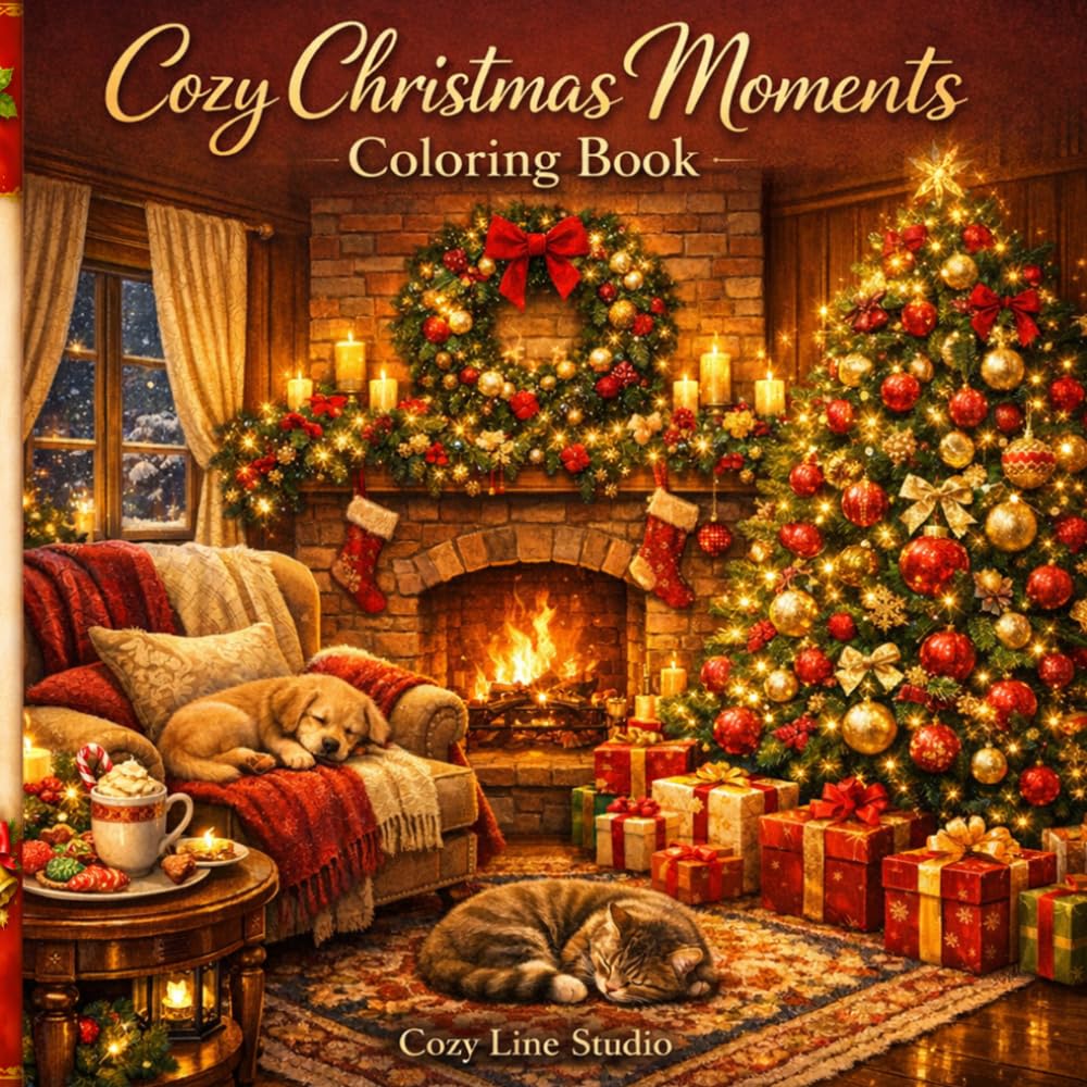 Cozy Christmas Moments Coloring Book: Bold and Easy Cozy Baking, Gift Wrapping, Fireplace Nights, Sweet Holiday Scenes and Peaceful Christmas Moments ... Stress Relief (Cozy Line Studio Collection)