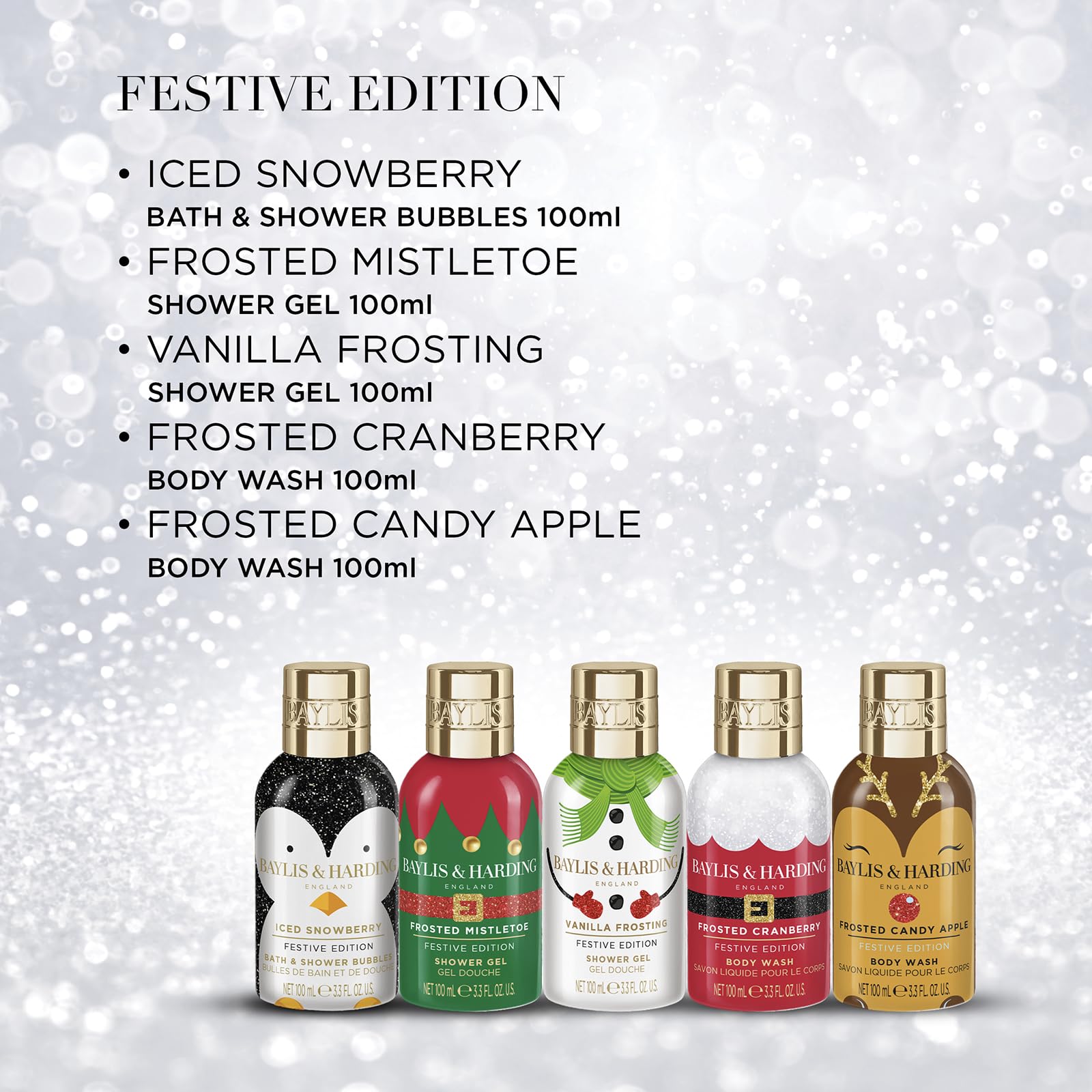 Baylis & Harding Festive Edition Luxury Assorted Bathing Gift Set (Pack of 1) - Vegan Friendly, 5 x 100ml - Image 3