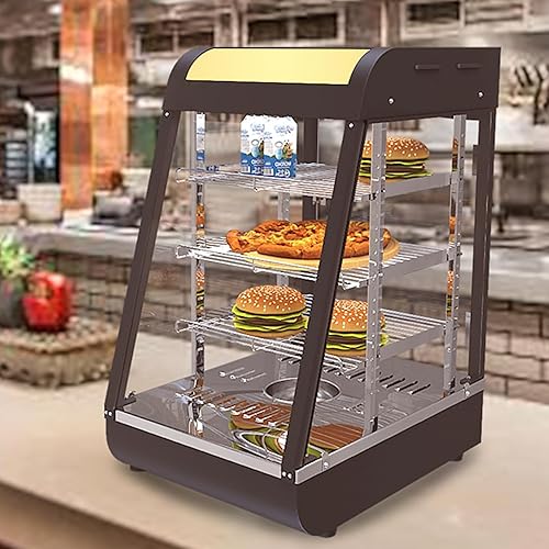 Miniatura 9 de Calentador de alimentos comercial, calentadores de pizza de 3 niveles para encimera, con calefacción 3D con iluminación LED para bufé, restaurante,