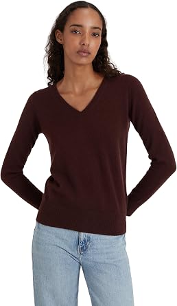 Style Republic 100% Pure Cashmere V-Neck Womens Sweater Coffees