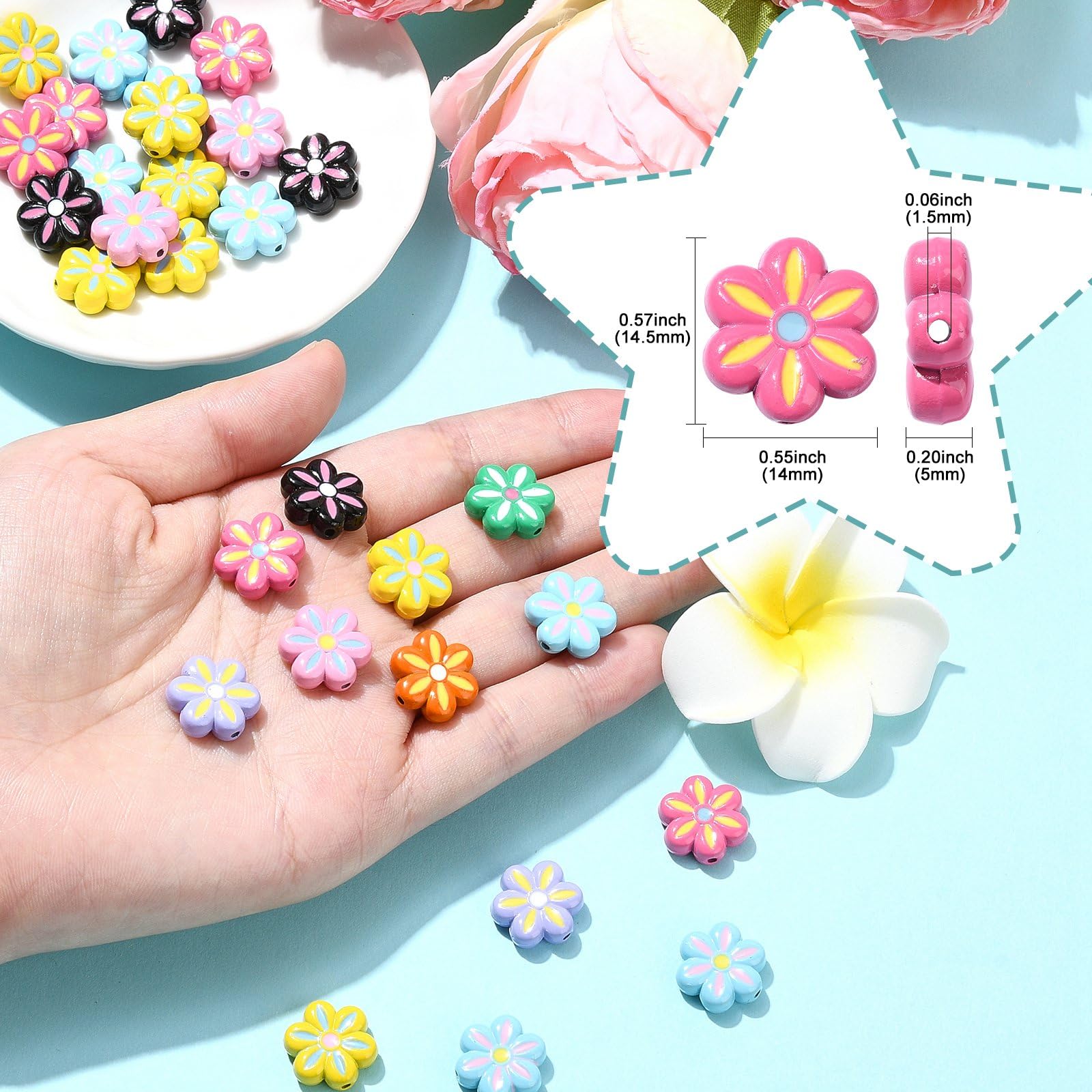KitBeads 30pcs Enamel Daisy Beads for Jewellery Making Colorful 6-Patel Flower Beads Alloy Floral Spring Daisy Flower Beads for Bracelets Necklace Earrings Crafts Bulk - Image 2