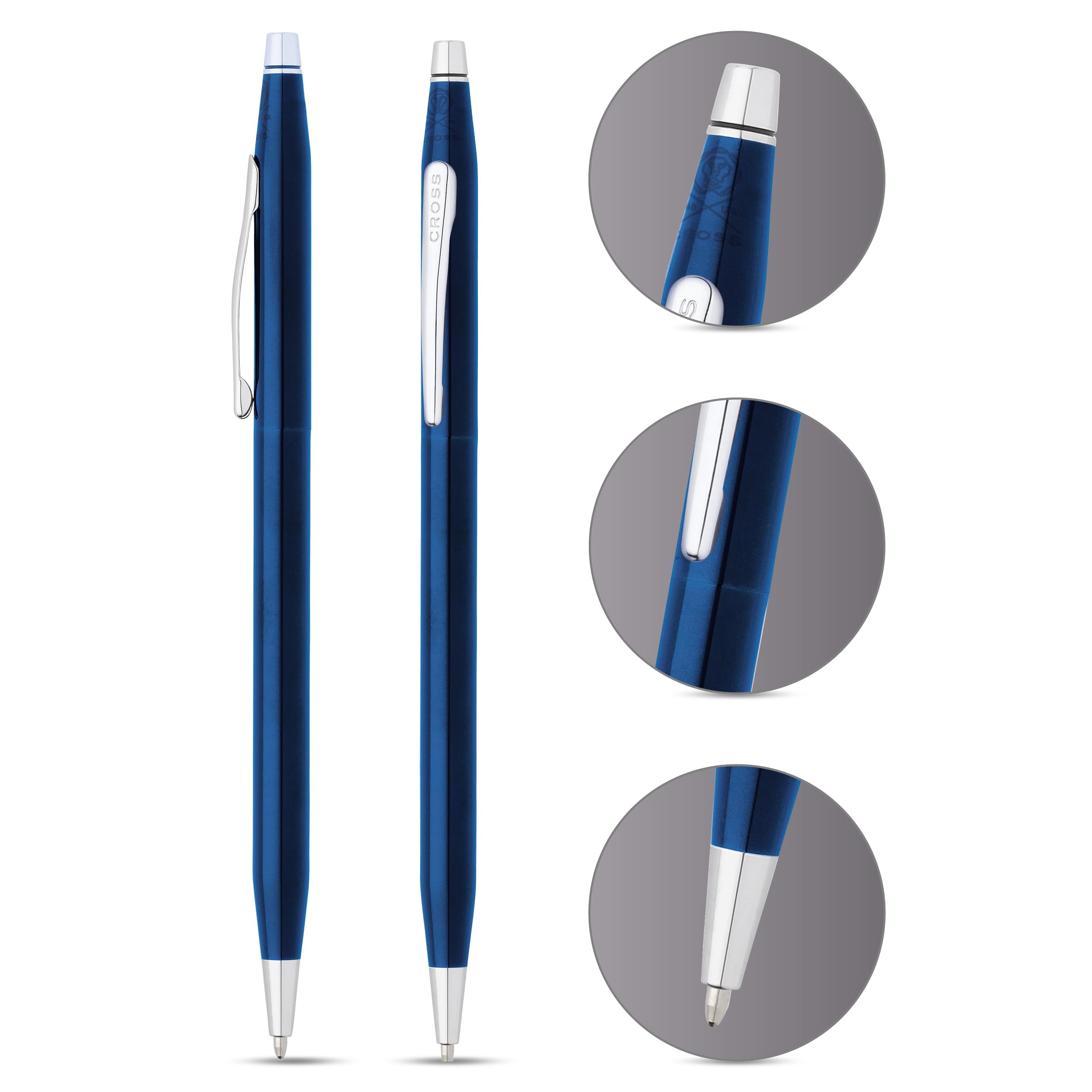 Cross Special Collection Classic Century Pearlescent Blue PVD Barrel and Polished Appointments Ballpoint Pen — view 2