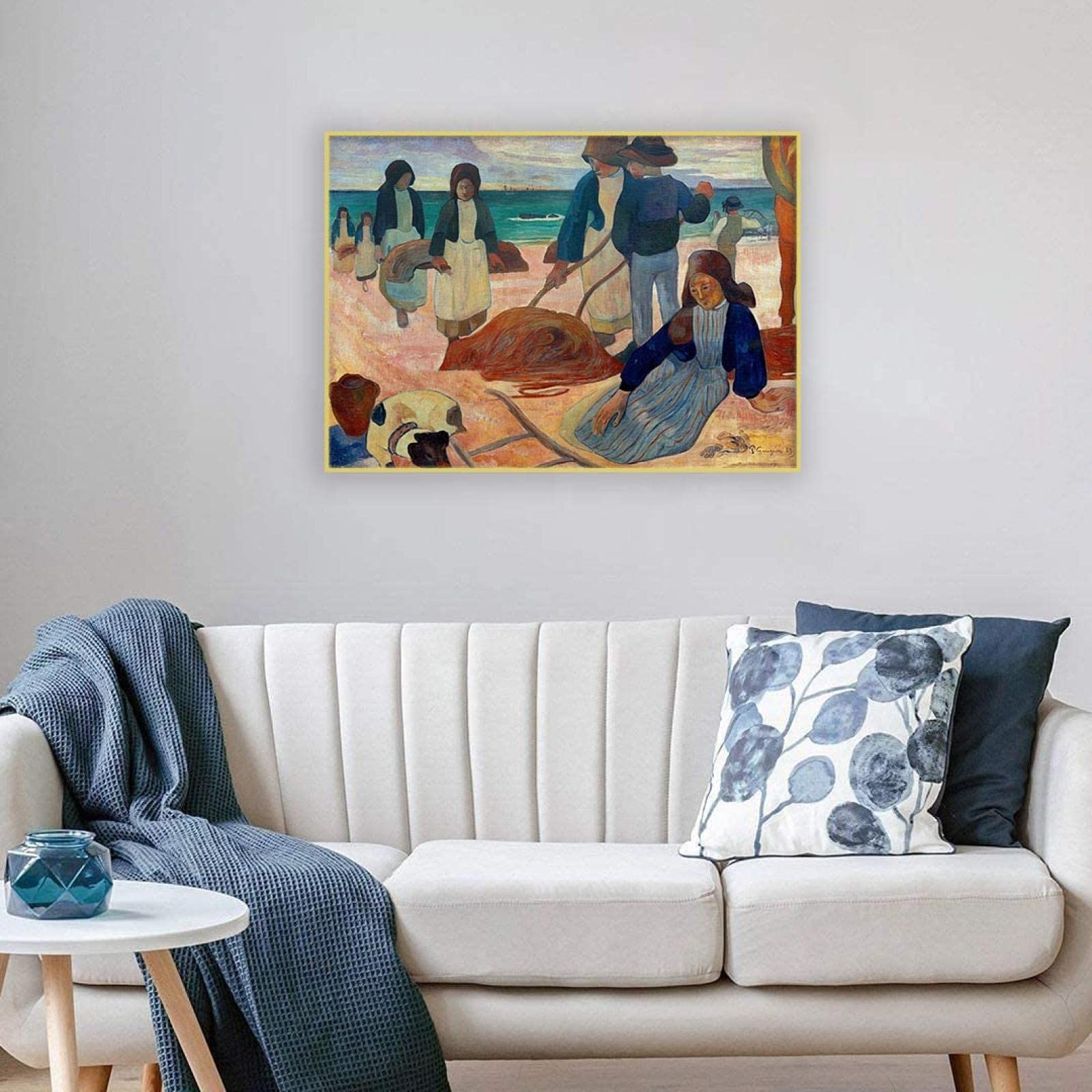 JZSDGB Gold gerahmt-Leinwandbild-Paul Gauguin Poster und Kunstdruck-Berühmte Leinwand Gemälde Reproduktionen-'Kelp-Sammler II'Druck auf Leinwand-Landschaft Leinwand Wandkunst Bilder 20x28cm(8x11in)