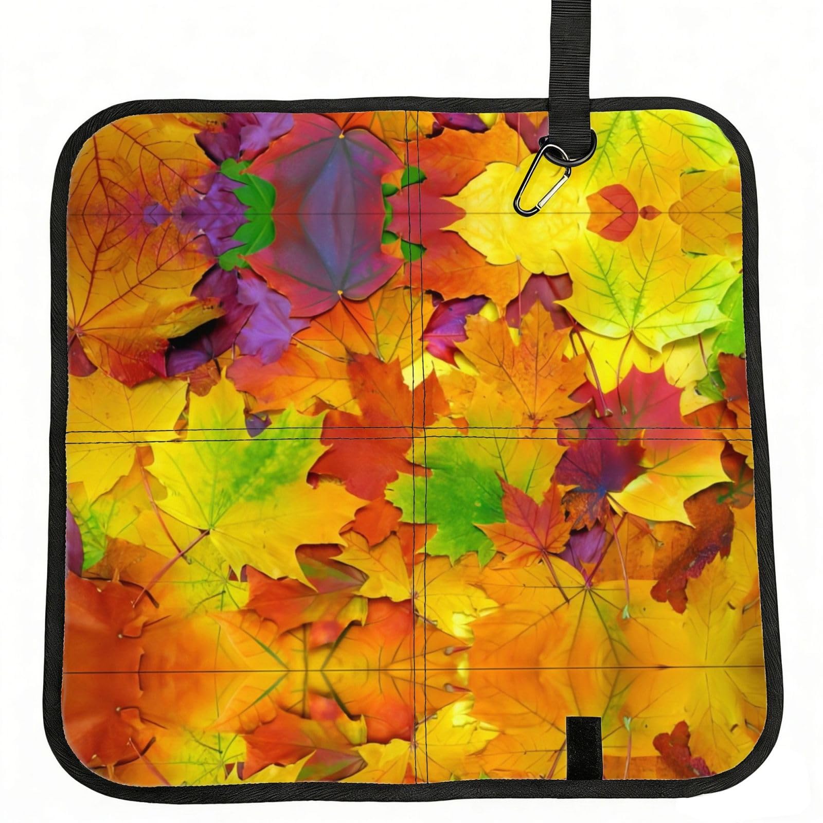 WBQLSL Autumn Leaves of Maple Foldable Seat Cushion - Portable Stadium Pad with Carabiner for Camping Hiking Picnic Beach