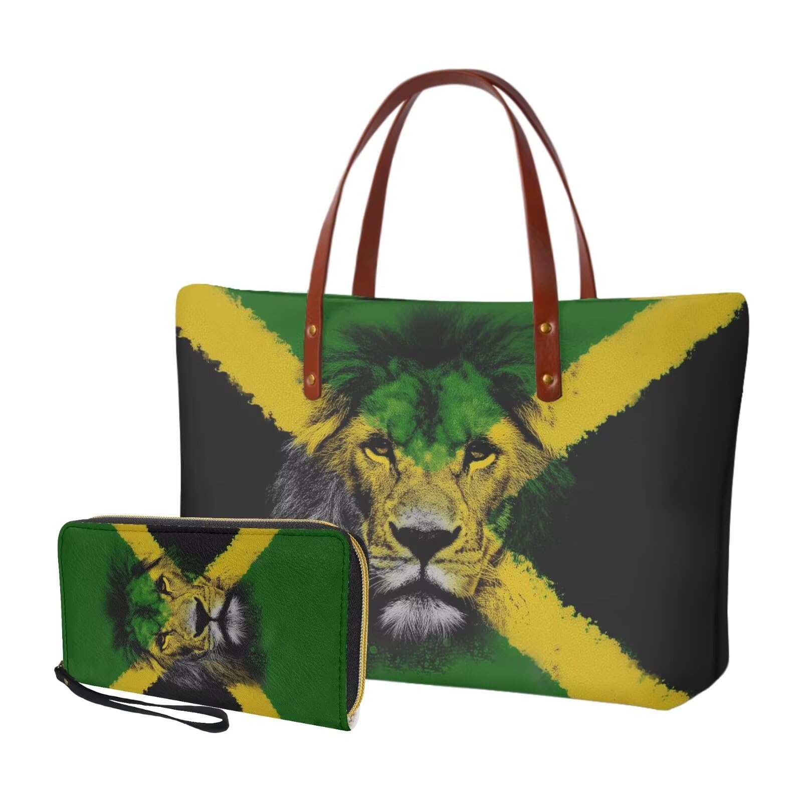 2 PCS Purse and Wallet Set for Women, Lightweight Large Top Handle Purse with PU Wallet for Work Party Shopping