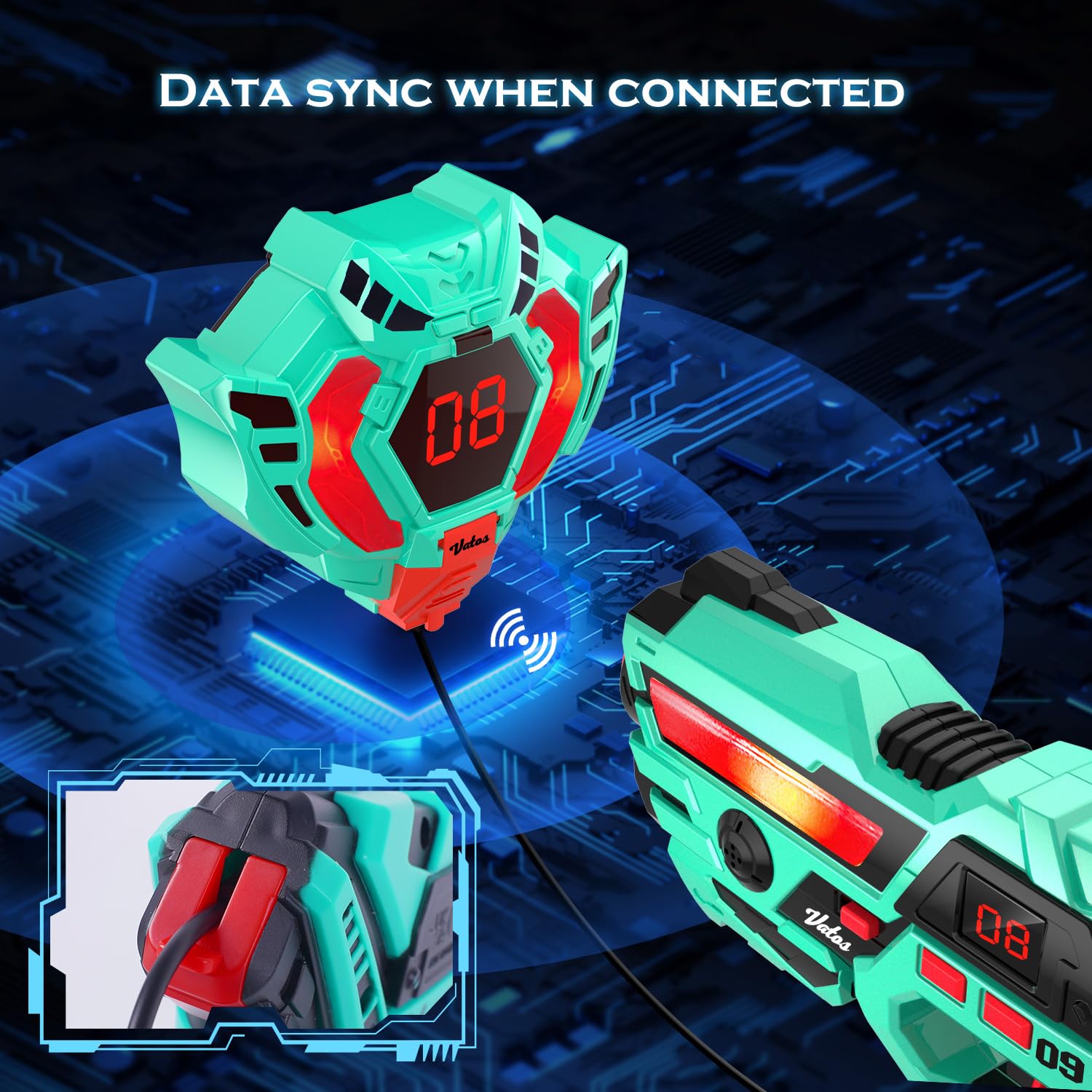 VATOS Rechargeable Laser Tag Set of 4 Players, Real-time Data SYNC Infrared Laser Tag Sets - Image 4