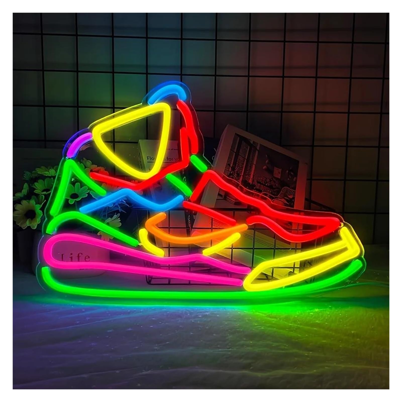 Hängende Kunst-Leuchtreklamen Neonschild „Cyber ​​Running Shoes“, Für Hotels, Wohnzimmer, Spielhallen, Partys, Schlafzimmer 42x30cm