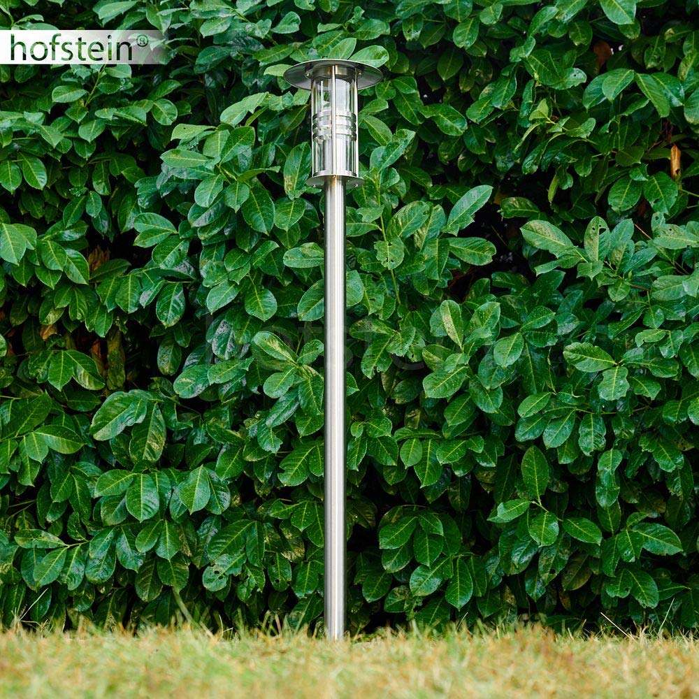 HOFSTEIN Außenleuchte Forli, Außenstehleuchte aus Metall/Glas in Edelstahl gebürstet/Klar, Wegeleuchte 100 cm im modernen Design für Garten, Außenbereich, Hof, Terrasse, E27, IP44