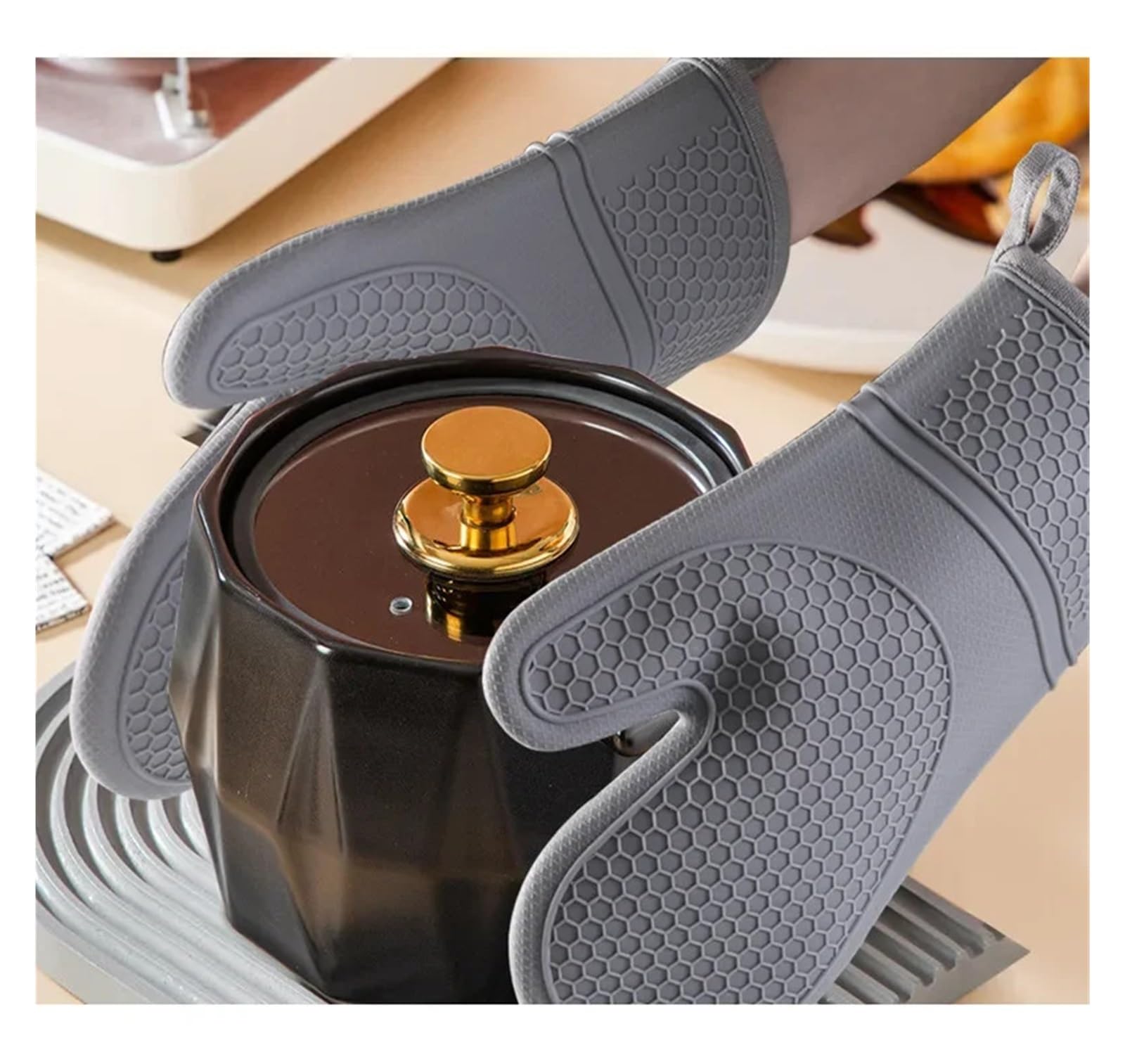 Mitaines de Four en Silicone résistantes à la Chaleur(Gray)