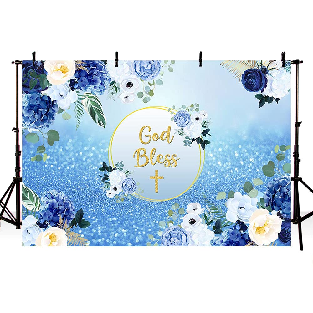Toile De Fond Photo Anniversaire Garçon - 2,1x1,5m - Design Bleu Pastel - Pour Enfants & Fêtes