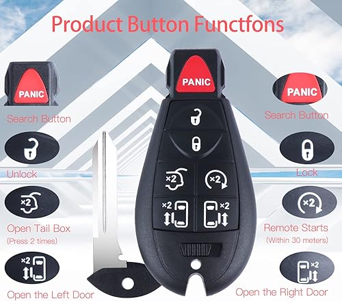 Miniatura 4 de Reemplazo de entrada sin llave compatible con Chrysler Town y Country Dodge Grand Caravan 2008 2009 2010 2011 2012 2013 2014 2015 2016 2017 2018