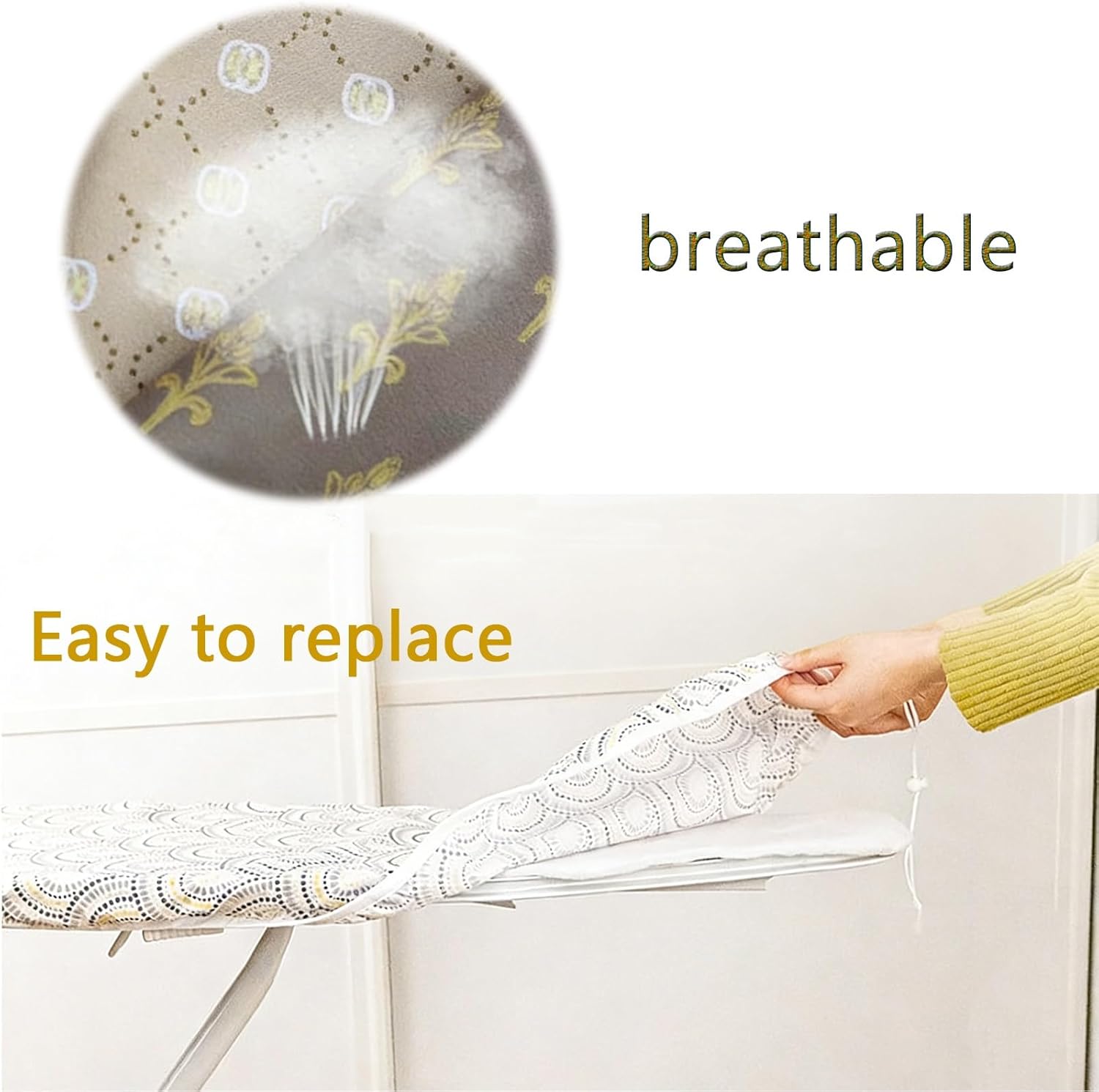 Heat Resistant Ironing Board Cover, Scorch Proofs, Heavy Duty Padding, Elastic Edge for Secure Fit, Assorted Colors & Patterns(Style D,100x33cm)