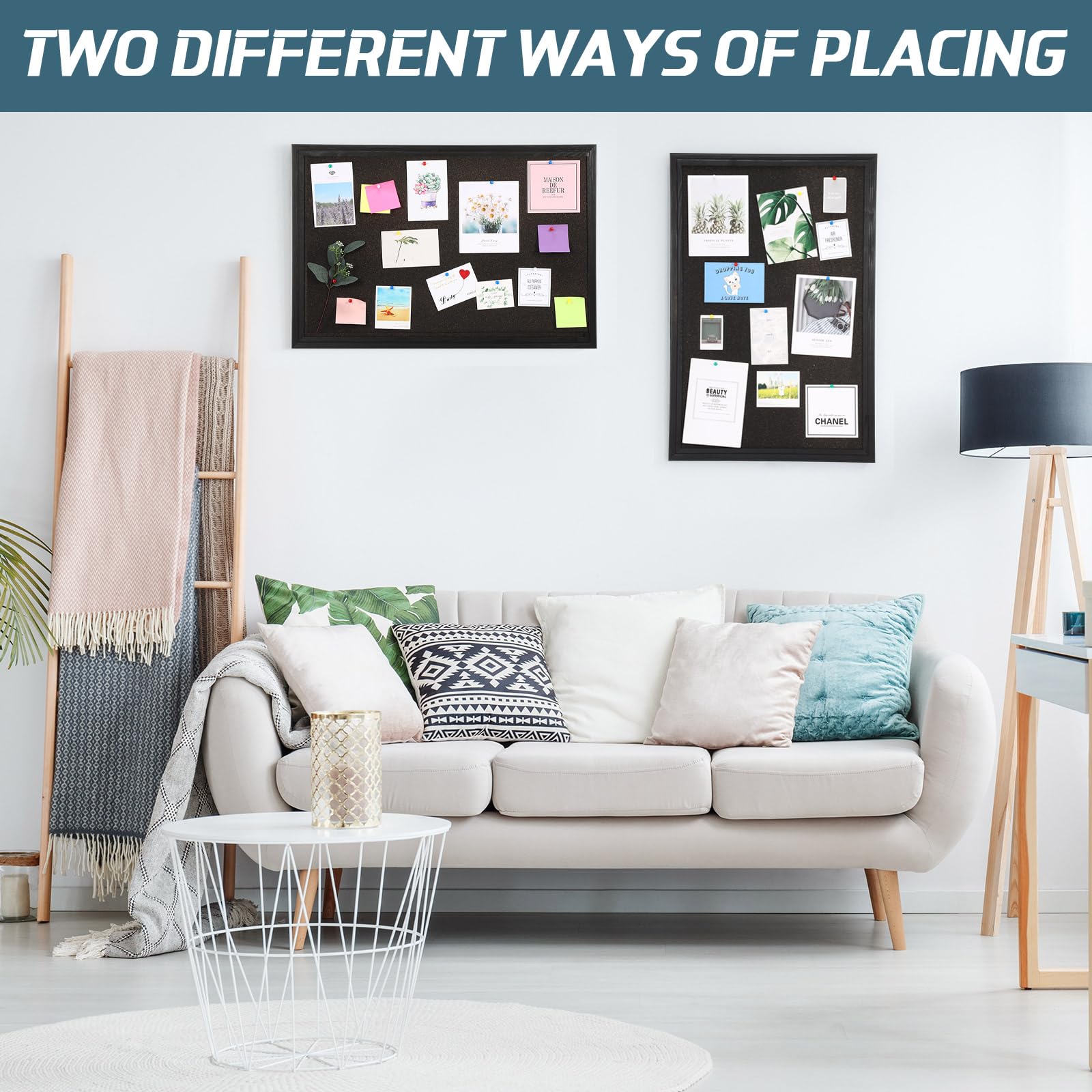 Ireer 2 Pcs Black Cork Board 30" x 20" Wood Framed Bulletin Board with 4 Marker and 34 Pushpins Large Wall Mounted Pin Board for Home School Kitchen Office Walls Picture Display Decor