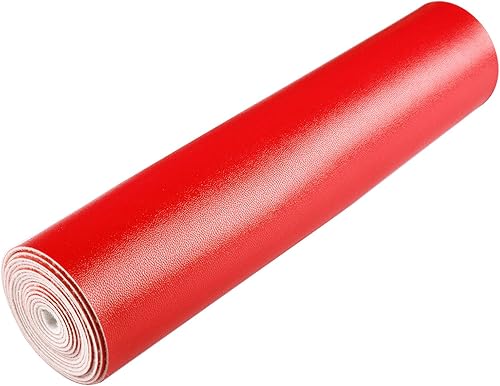Miniatura 2 de Rollo de hojas de piel sintética color rojo liso liso de 12 x 53 pulgadas, muy adecuado para hacer manualidades, aretes de cuero, lazos, costura