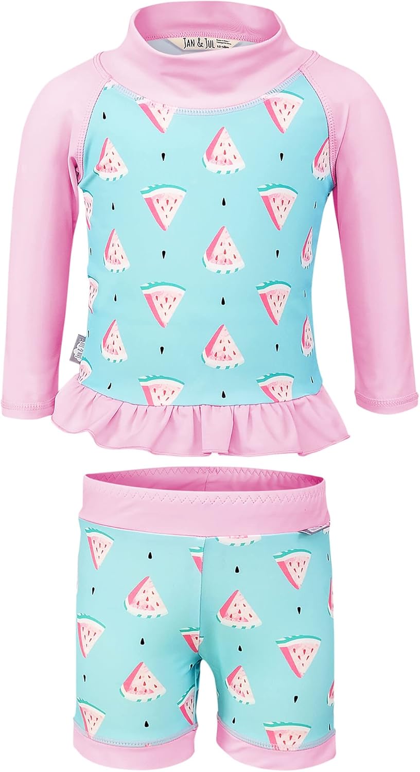 JAN & JUL Long Sleeve 2-pc UV Swim-Suit Set with Shorts (Baby, Toddler, Kids)