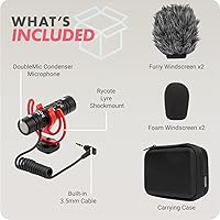 Vista 7 de Movo DoubleMic V2 Two-Sided Shotgun Mic for Camera Vlogging - Dual Capsule External Microphone for iPhone, Android, Smartphones and DSLR Camcorders