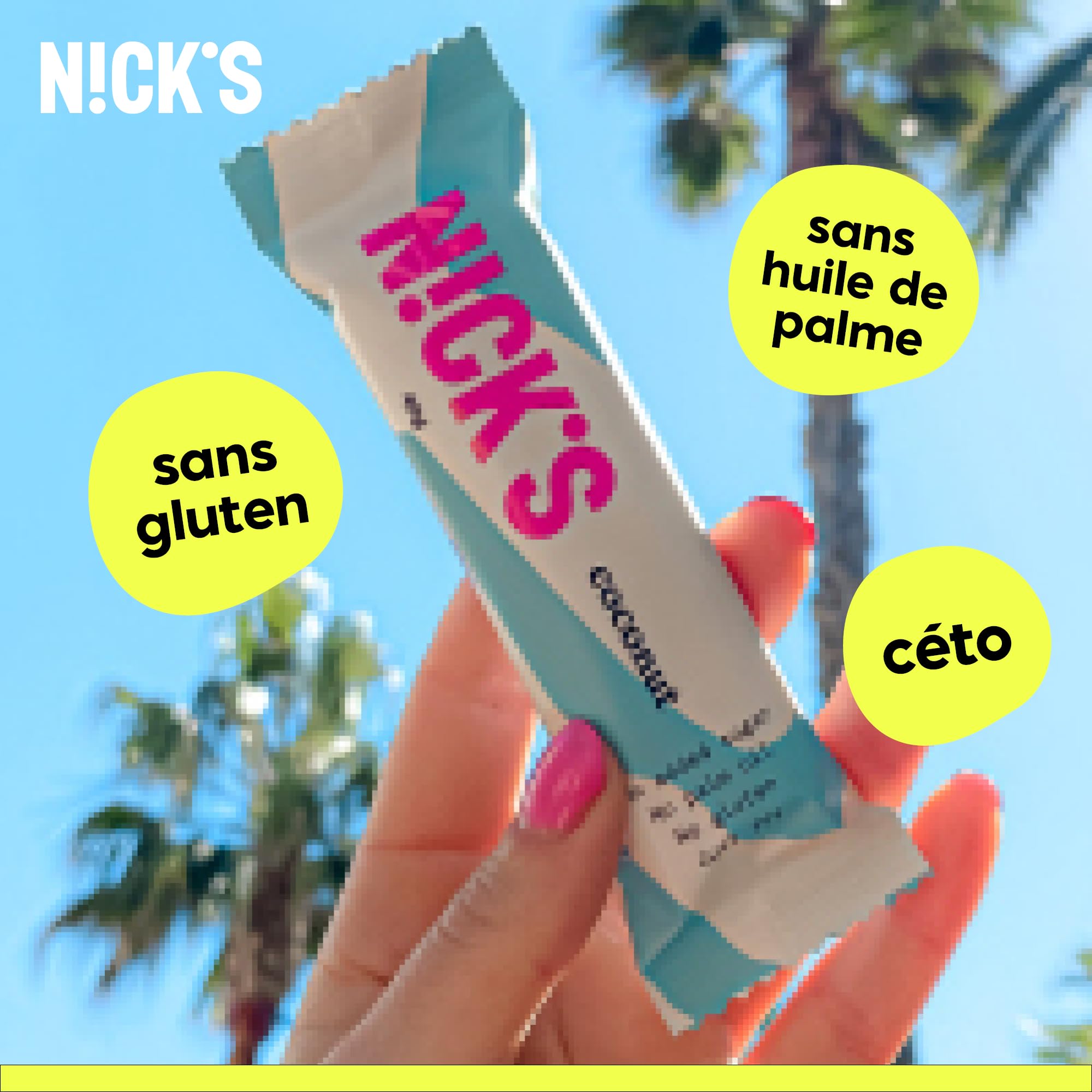 NICKS Barre Keto Noix de Coco au Chocolat Sans Sucre Ajouté, Sans Gluten, Sans Huile de Palme, 175 Calories, 2 g Glucides nets, Low carb Coconut chocolate bar (15x40g)