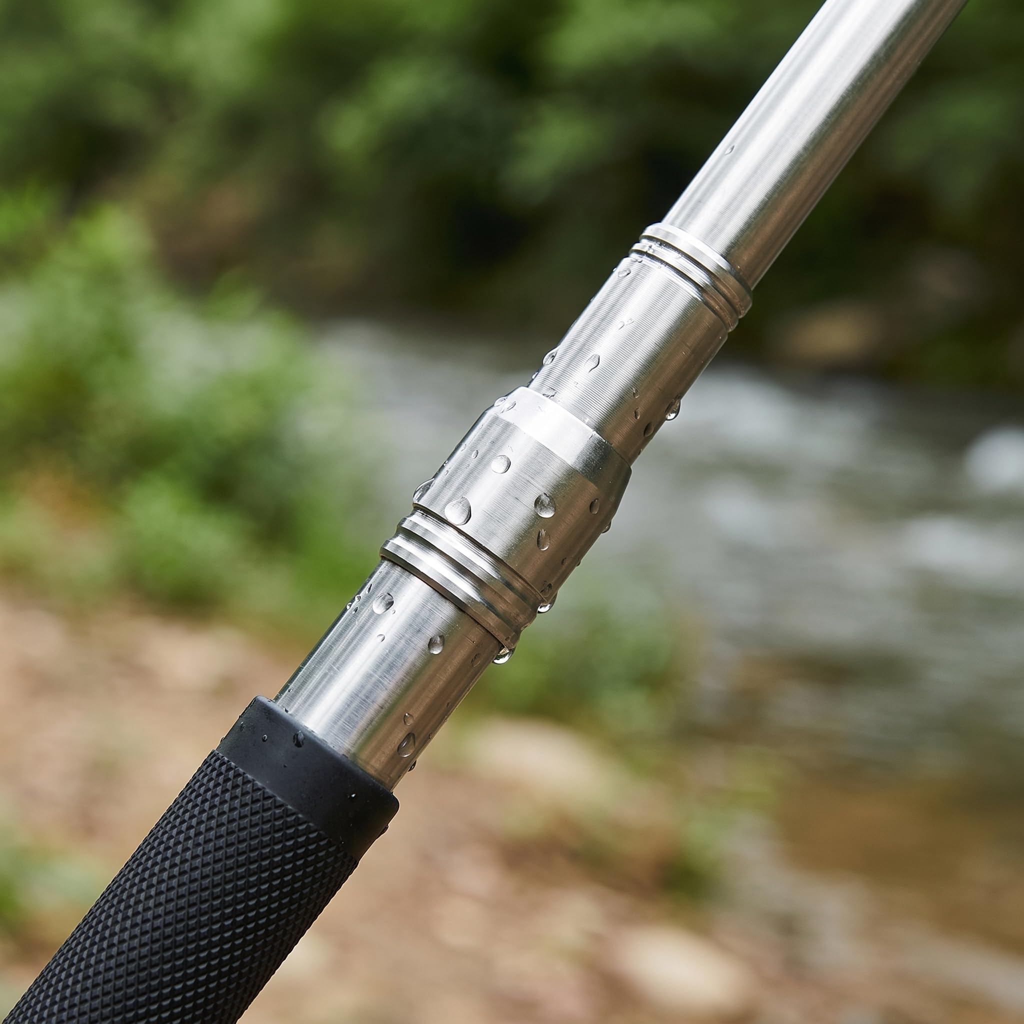 Épuisette pêche télescopique, Filet pêche compacte et Pliable avec Manche télescopique en Acier Inoxydable et Fine, Marron, Maille Fine approfondie, 40cm, Longueur Totale 2,5 mètres