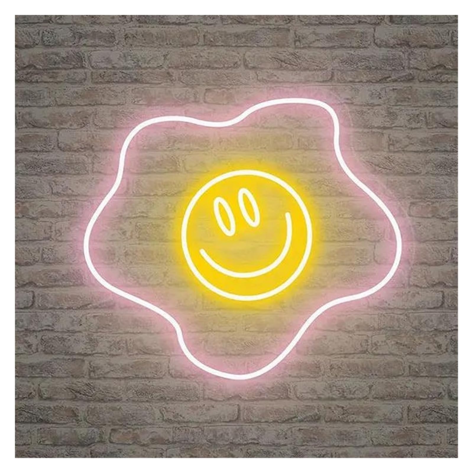 Lemst D Signs Lamp Frie Egg Neon Sign Cute Smile Light Usb Powere For Kitchen Living Room Restaurant Ining Room Bedroom Wall Art Hanging Ecor 40Cmx38cm(D)
