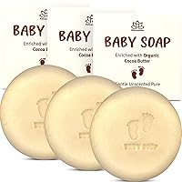 Vista 9 de Relaxcation Barra de jabón para bebés sin perfume, 4 ingredientes simples, aceite de coco orgánico, aceite de oliva y ricino, y manteca de cacao