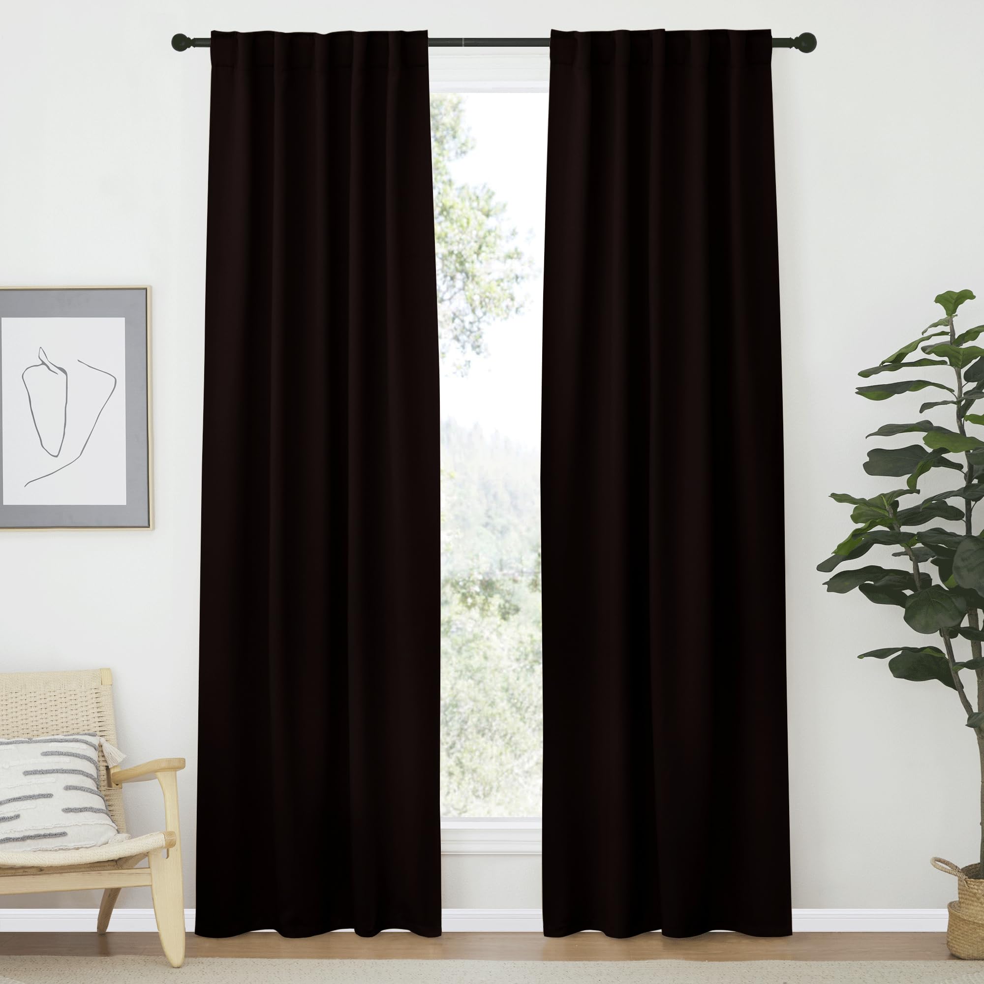 NICETOWN Blackout Curtain Panels Window Draperies - (Toffee Brown Color) 42-Inch Wide x84-Inch Long, 2 Pieces, Home Decoration Light &amp; Noise Reducing Window Covering Room Darkening Drapes for Bedroom