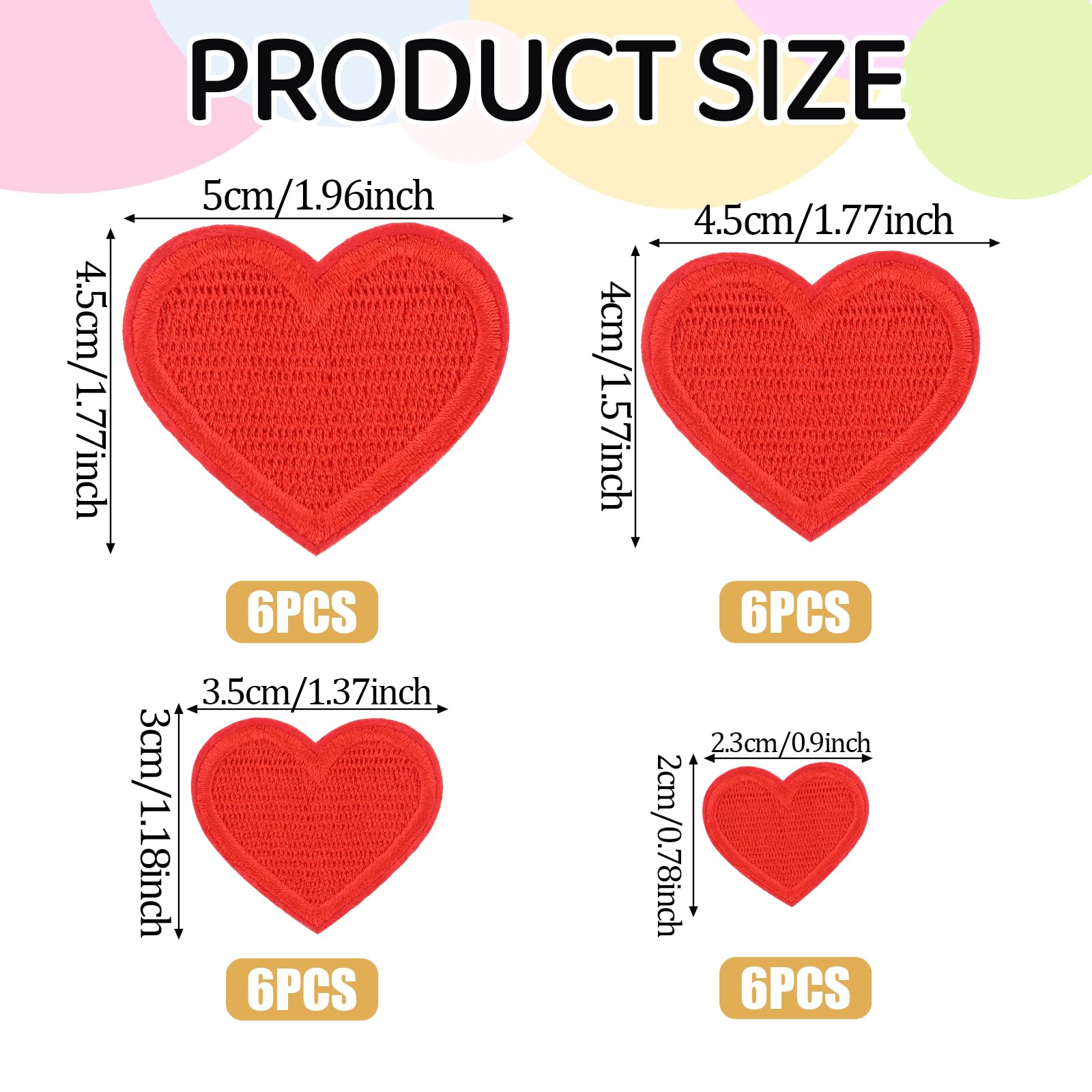 5 Small Red Love Heart Patches – Iron-On Or Sew-On Embroidered Badges For Clothes & Bags