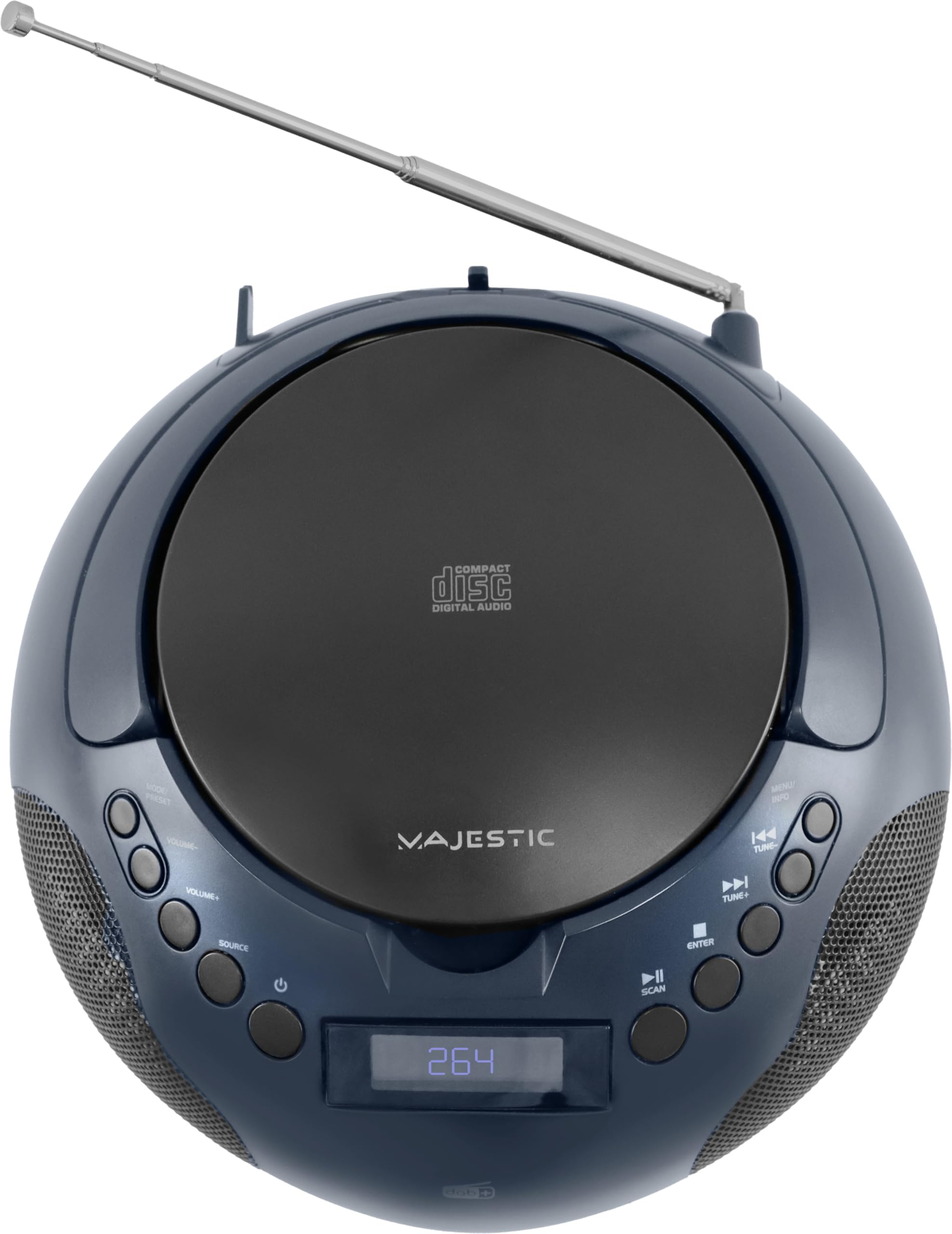 Majestic AH 264 DAB - Boom Box Portatile con Lettore CD, Radio DAB e FM, Ingresso AUX-IN, Nero