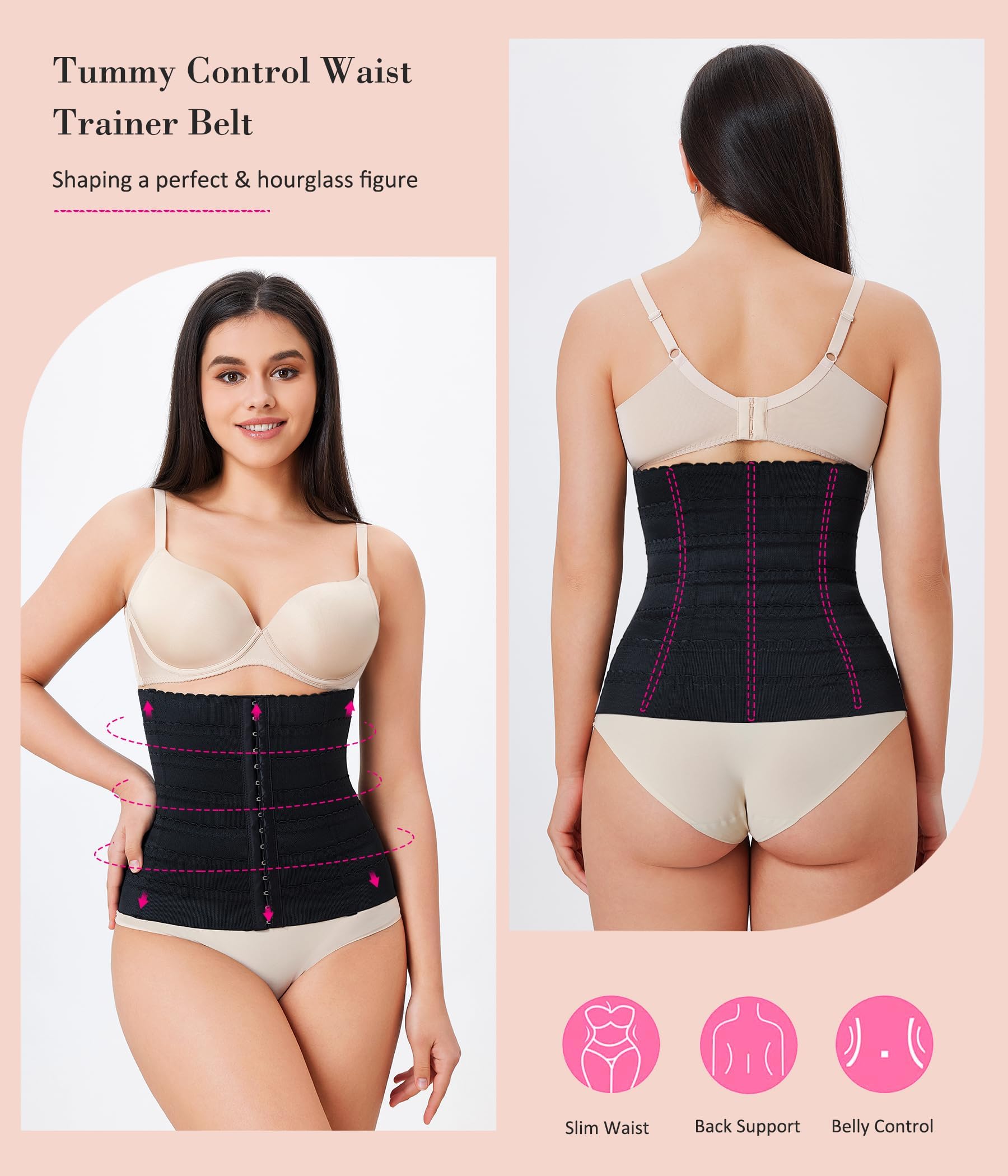 KUMAYES Fajas Reductoras Mujer Cintura Entrenador con Cremallera Corset Fajas Colombianas Cintura Cuello Trimmer Faja Moldeadora