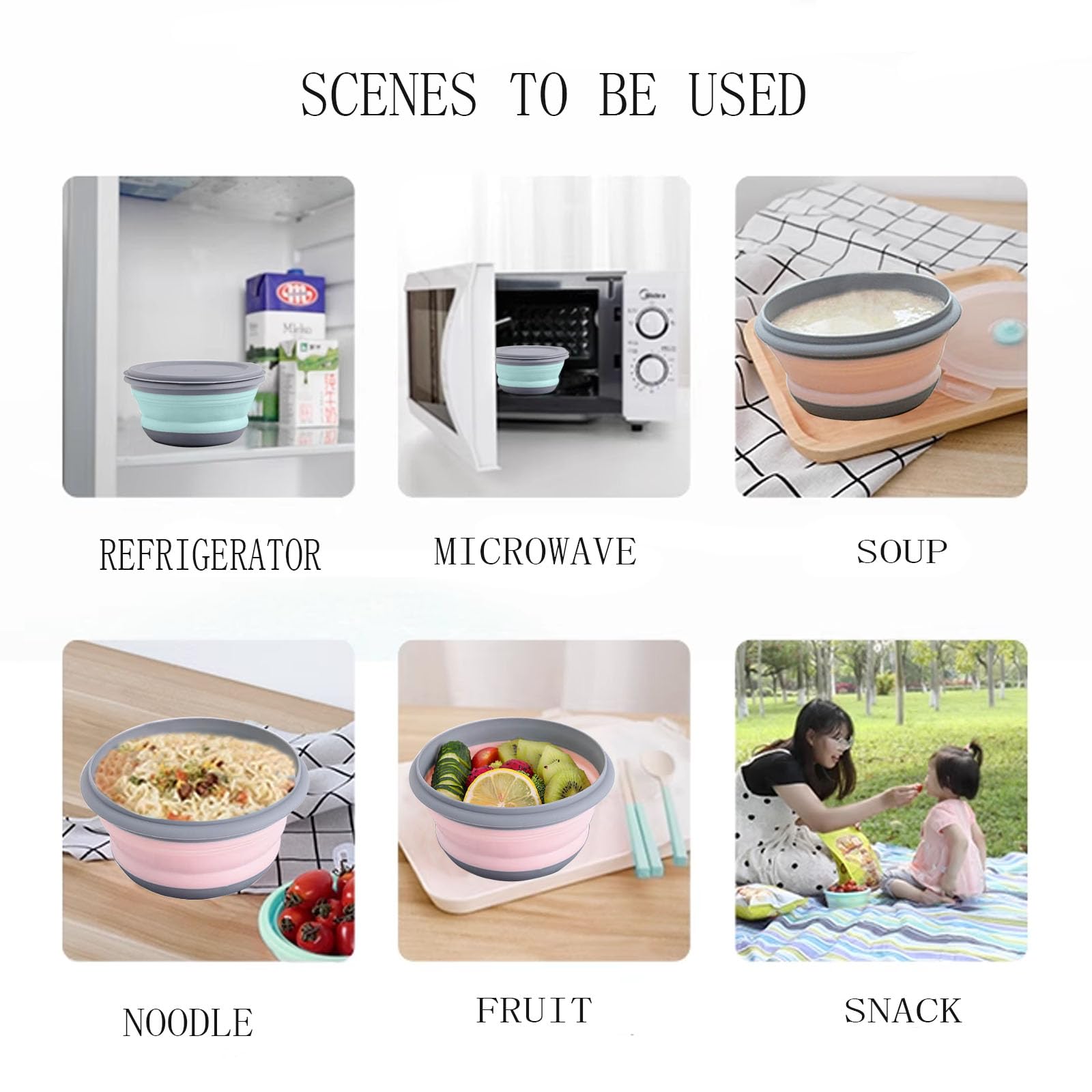 Set 3 Ciotole Pieghevoli Con Coperchio - Ideali Per Campeggio E Escursionismo - Foto 4