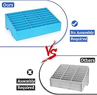 Vista 4 de Soporte de Teléfono Celular de Madera de 24 Cuadrículas Organizador de Escritorio Caja de Almacenamiento para Aula y Oficina (Azul 24 Cuadrículas)