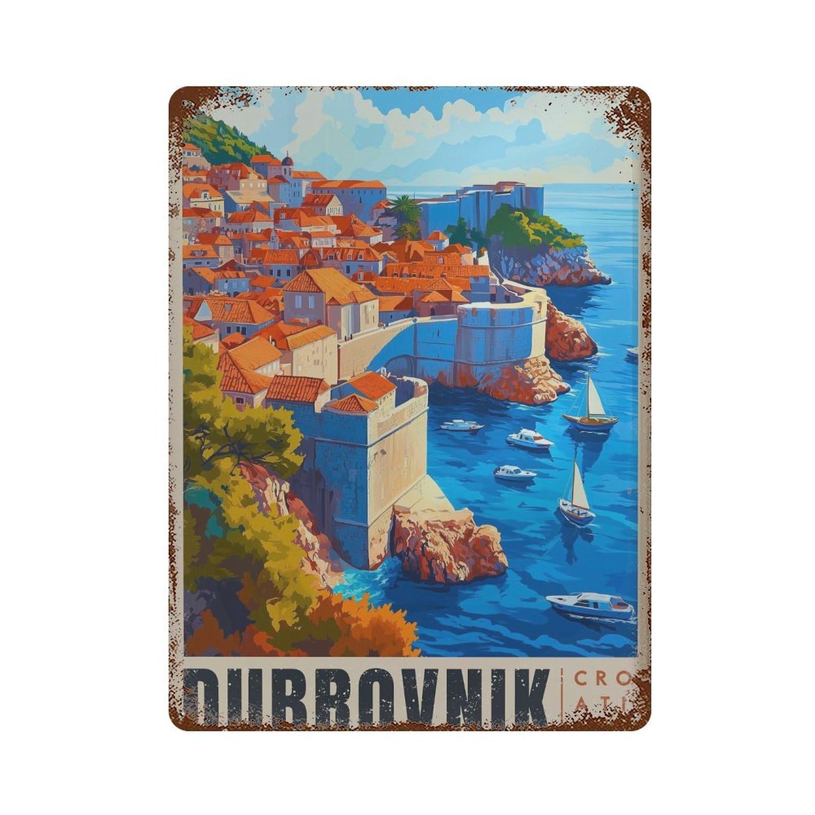 xiaoxiaoshen Dubrovnik Croatia Travel European (2) Wall Decor Art Metal Tin Poster Modern Home Decor Art Home Bar Shop Decorations Vintage Sign 40x30cm